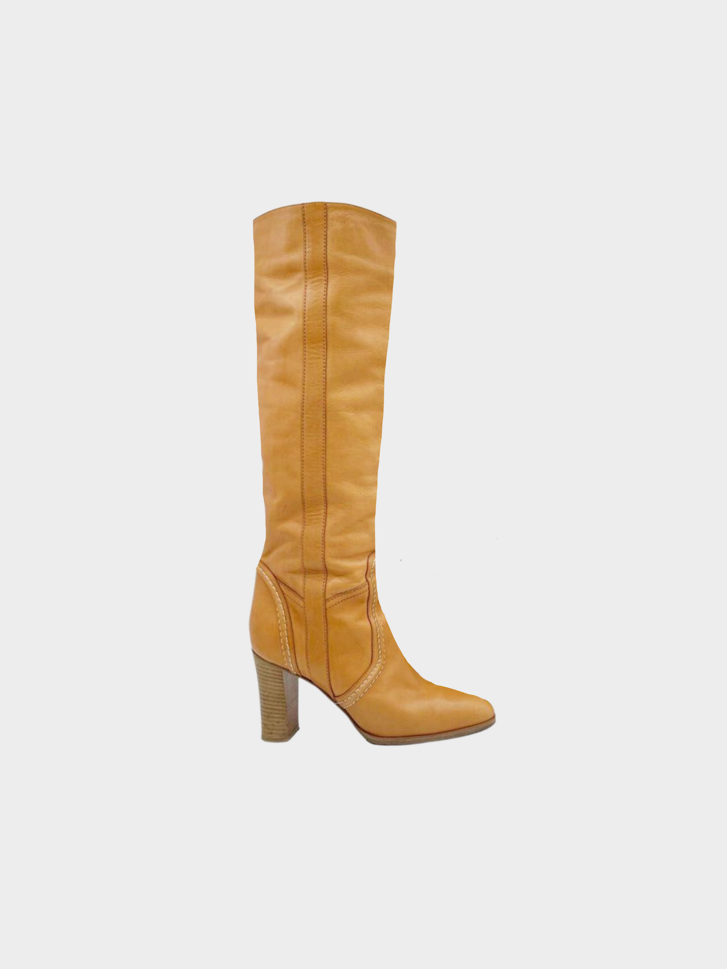 Celine 2000s Light Brown Leather Tall Boots