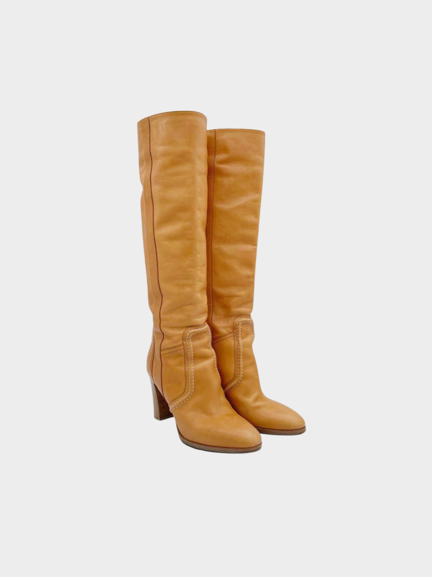 Celine 2000s Light Brown Leather Tall Boots