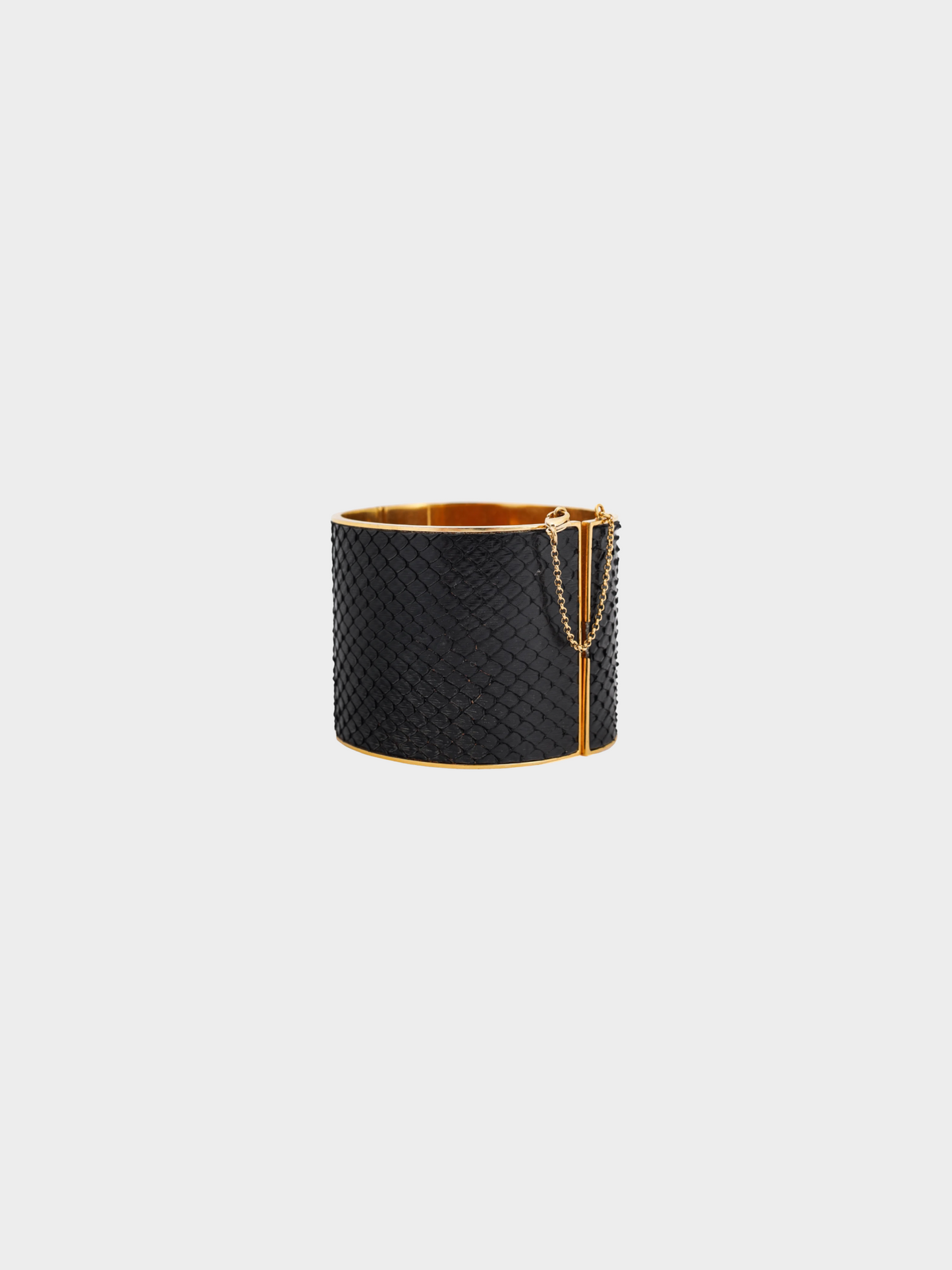 Celine 2000s Black Snakeskin Wide Cuff