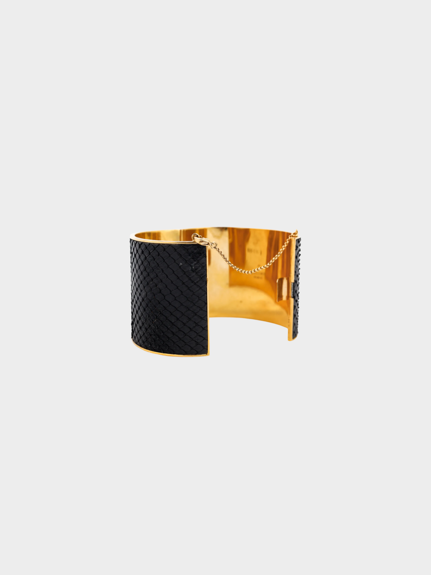 Celine 2000s Black Snakeskin Wide Cuff