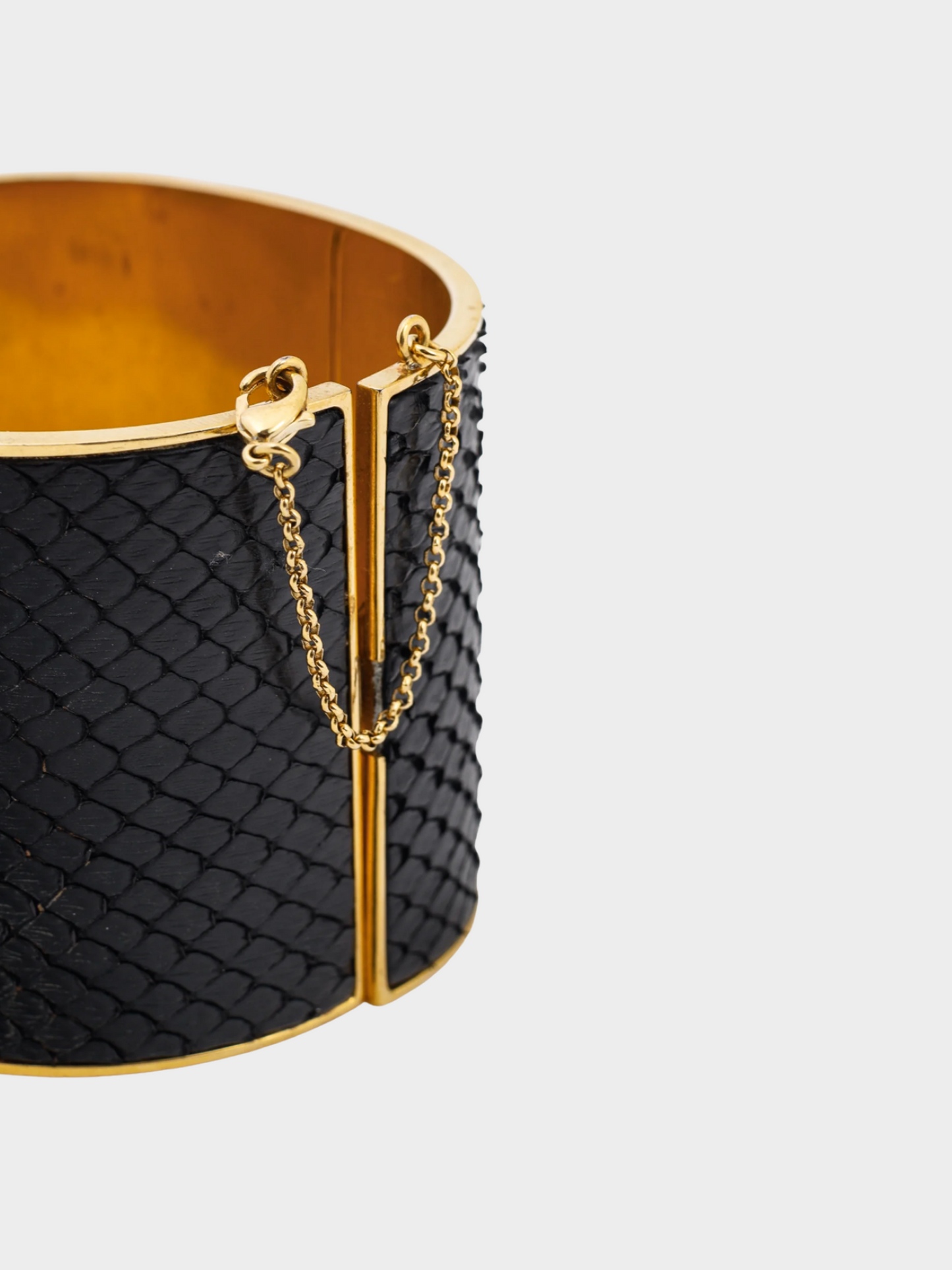 Celine 2000s Black Snakeskin Wide Cuff