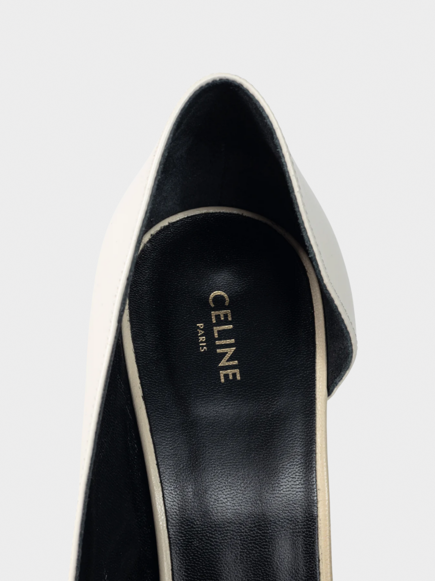 Celine 2010s Ivory and Beige Two-Tone Pointed-Toe D'Orsay Pumps