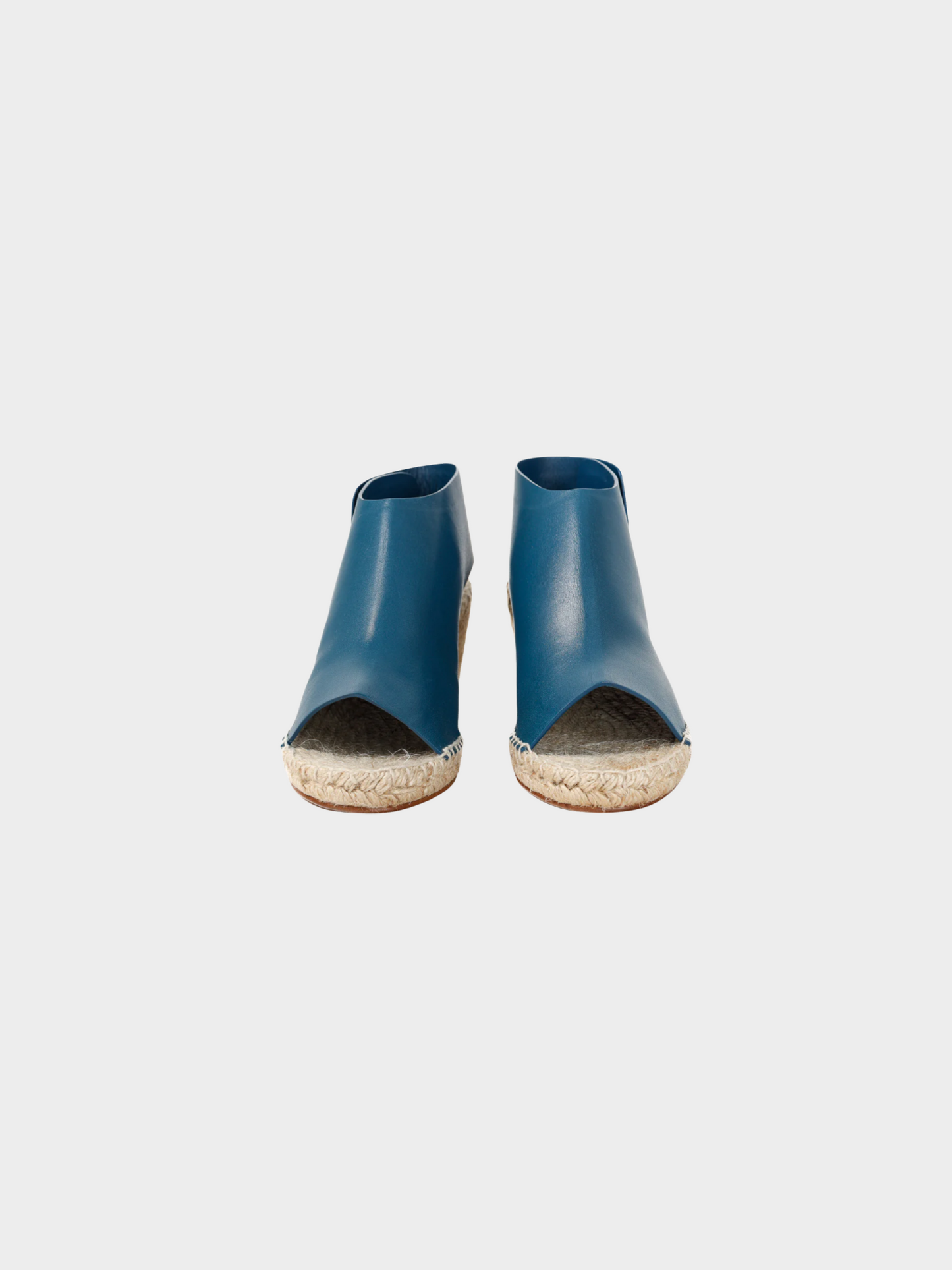 Celine 2010s Blue Leather Wedge Espadrilles