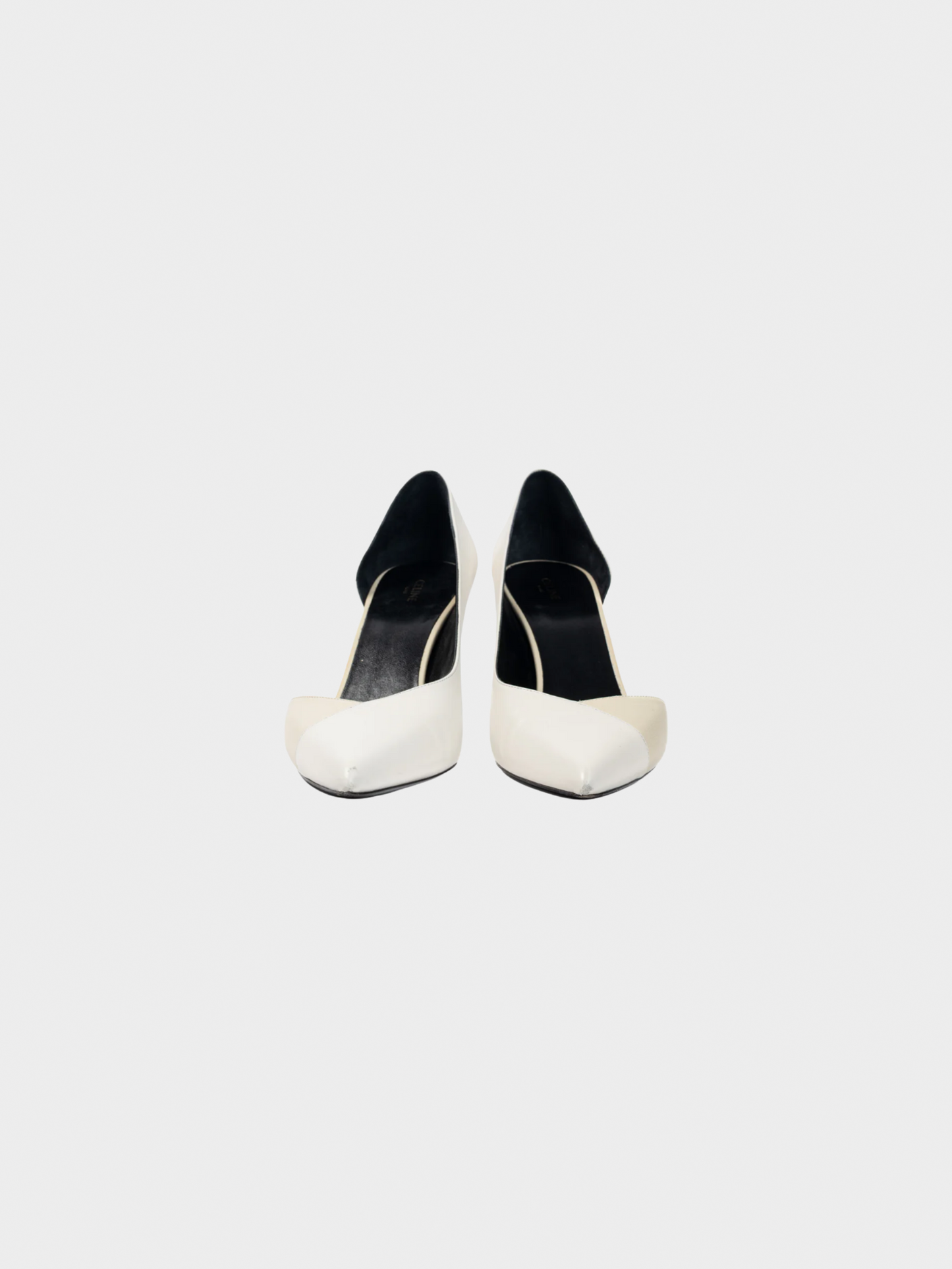 Celine 2010s Ivory and Beige Two-Tone Pointed-Toe D'Orsay Pumps