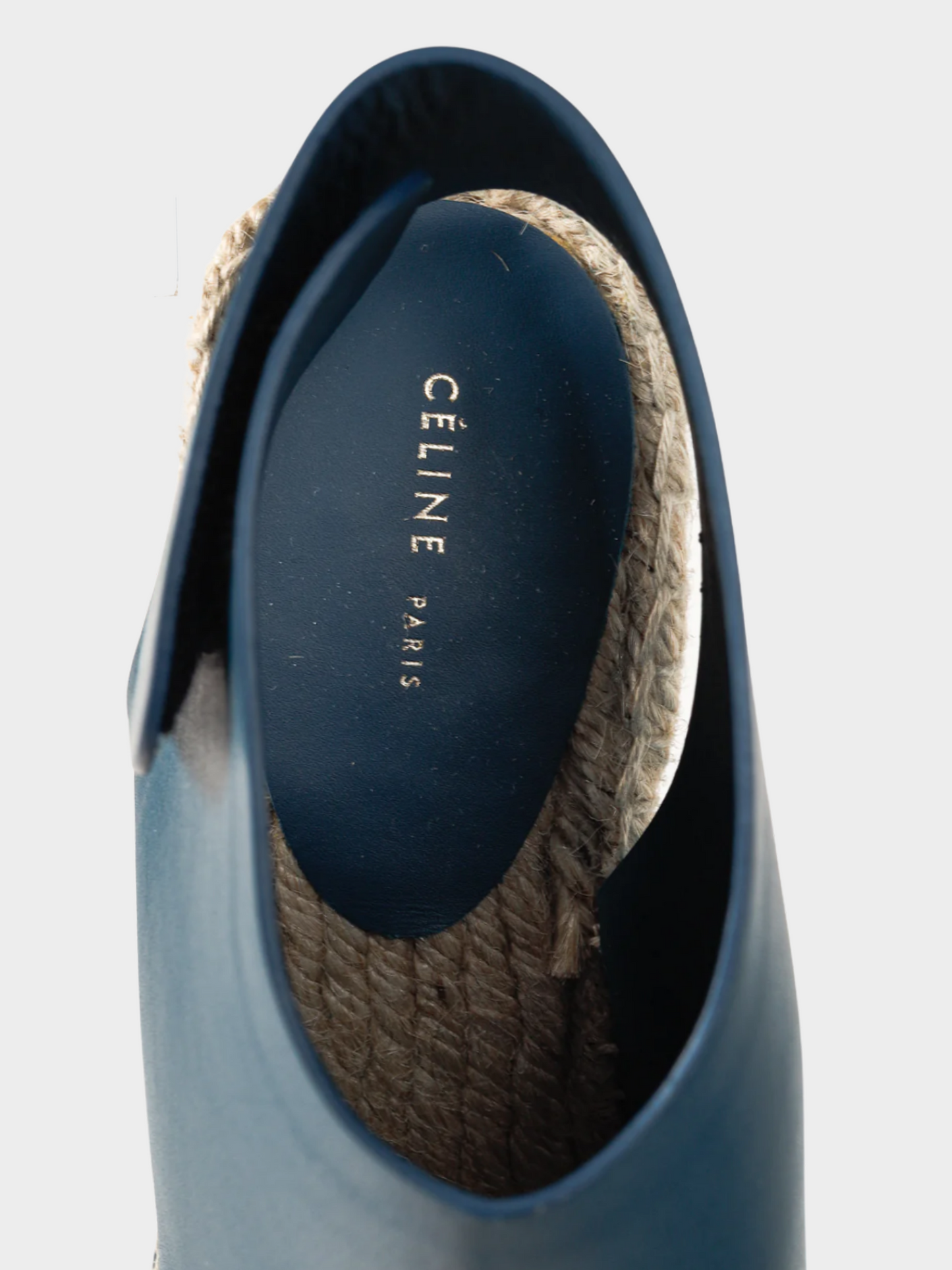 Celine 2010s Blue Leather Wedge Espadrilles