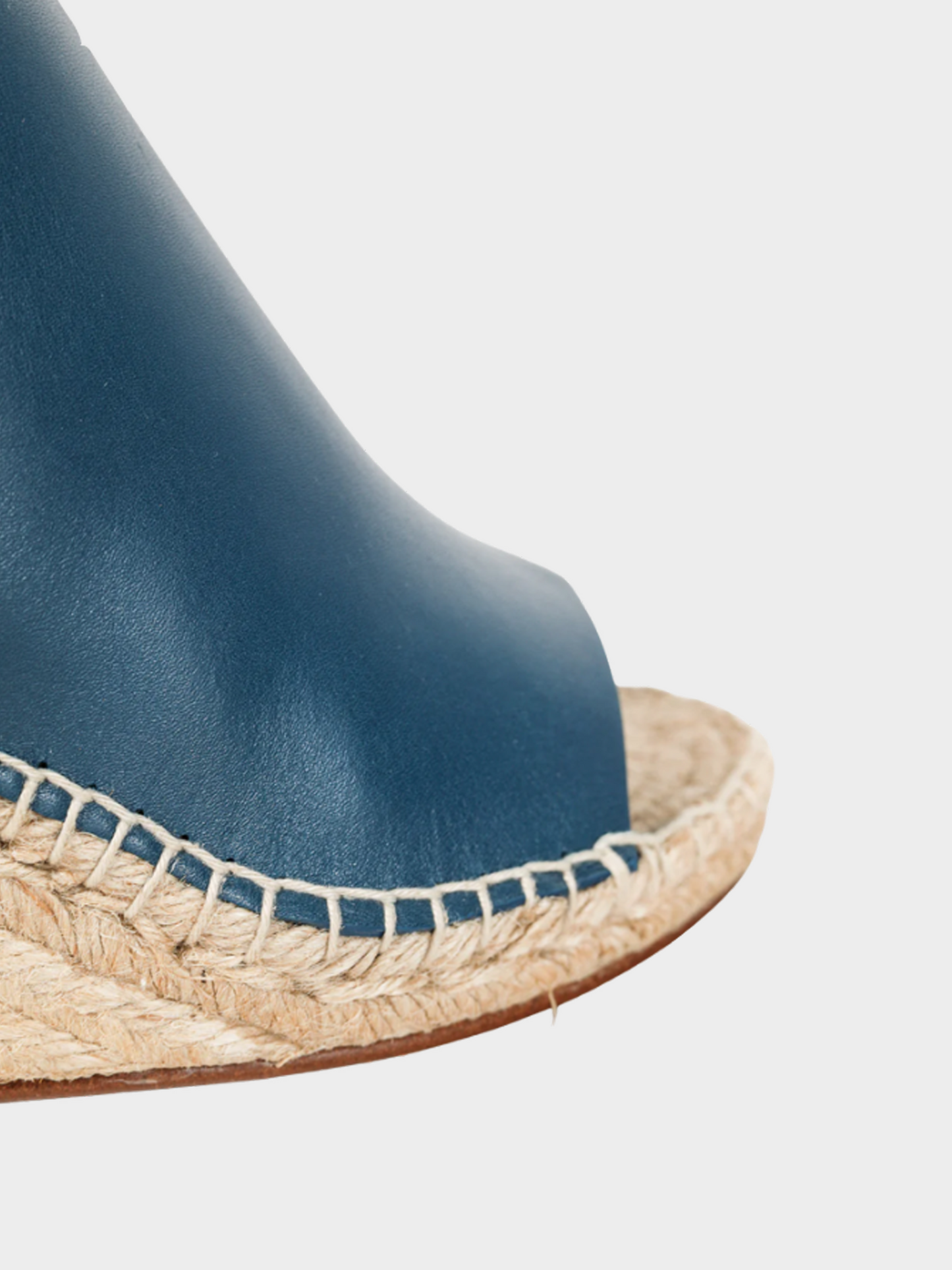 Celine 2010s Blue Leather Wedge Espadrilles