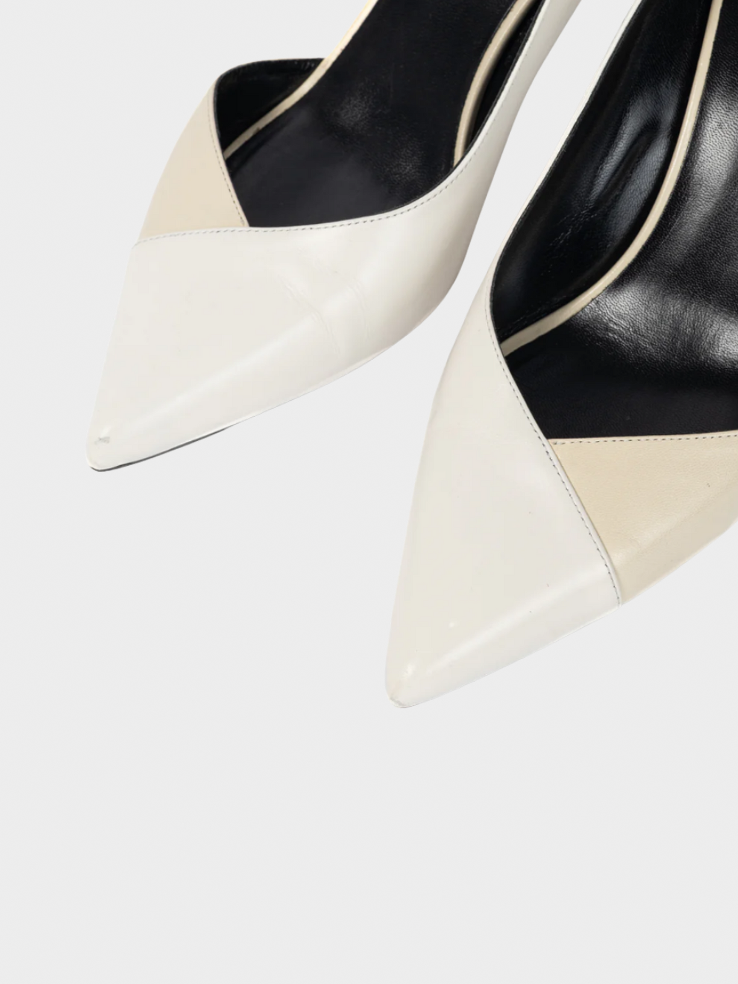 Celine 2010s Ivory and Beige Two-Tone Pointed-Toe D'Orsay Pumps
