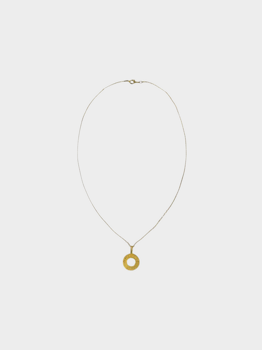Celine 1990s Gold Circle Logo Necklace