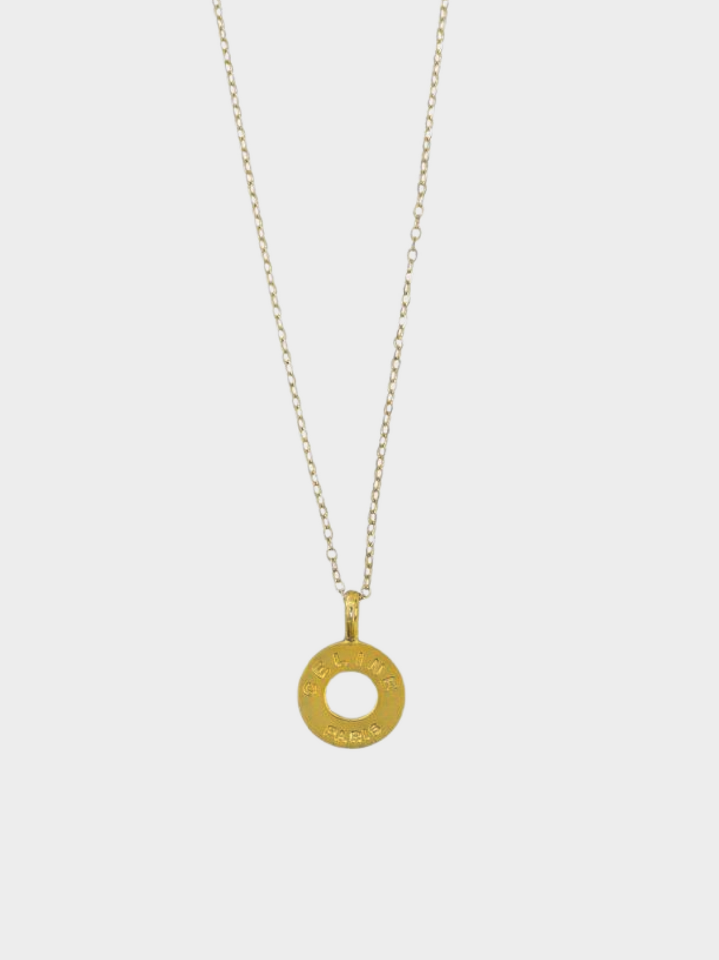 Celine 1990s Gold Circle Logo Necklace