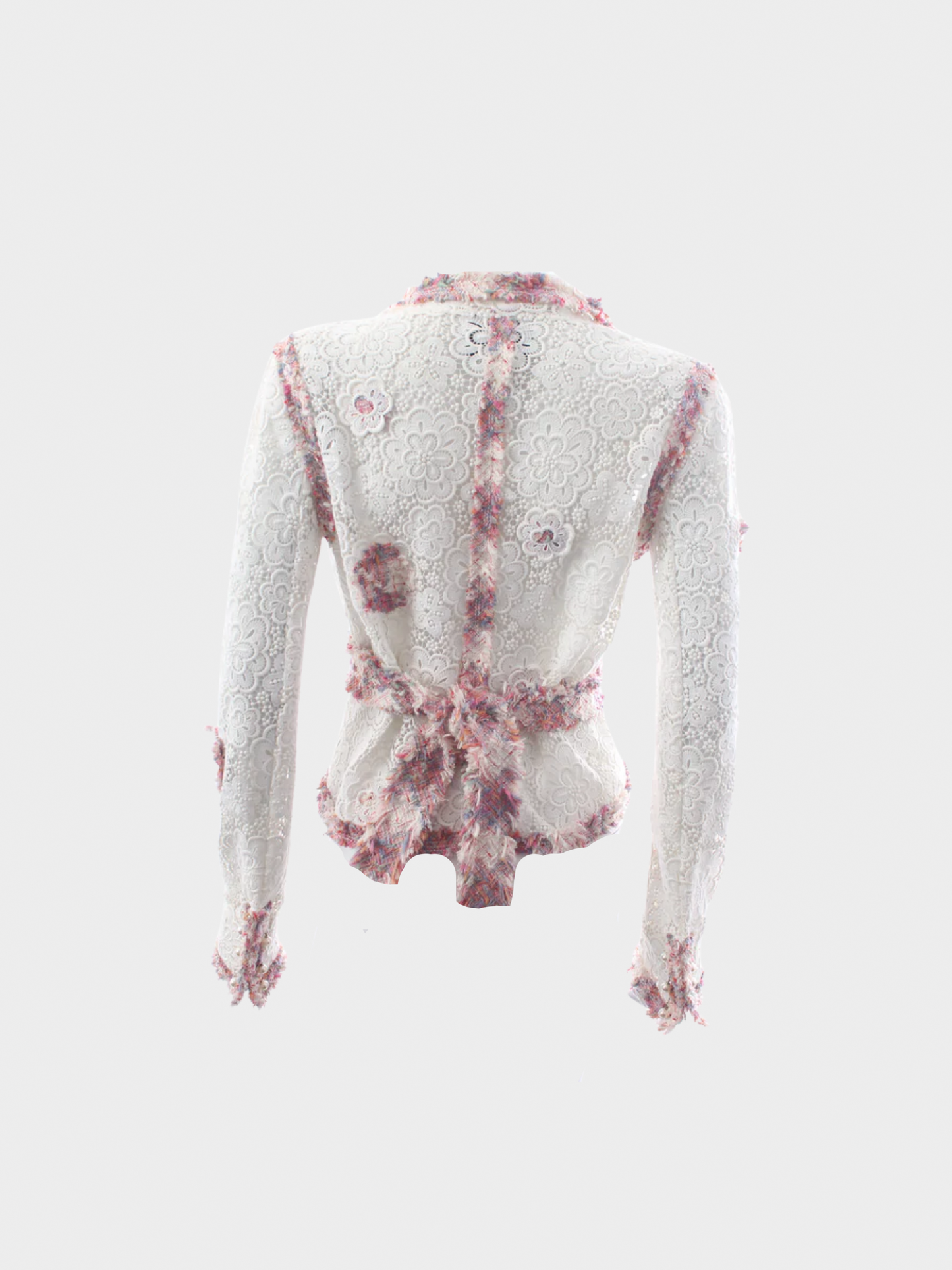 Chanel SS 2004 Tweed and Camellia Crochet Lace Jacket