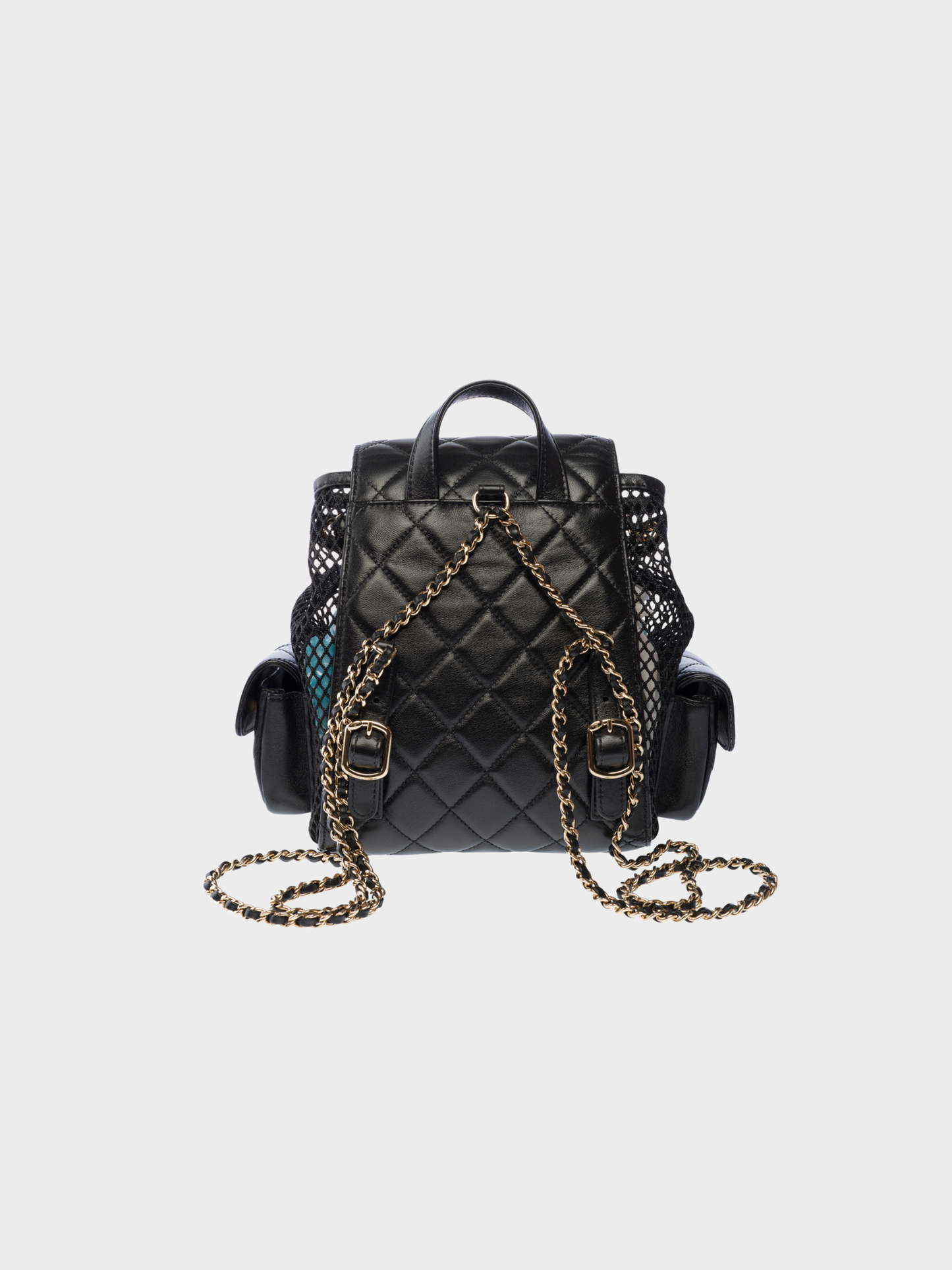 Chanel SS 2025 Black Leather Mesh Backpack