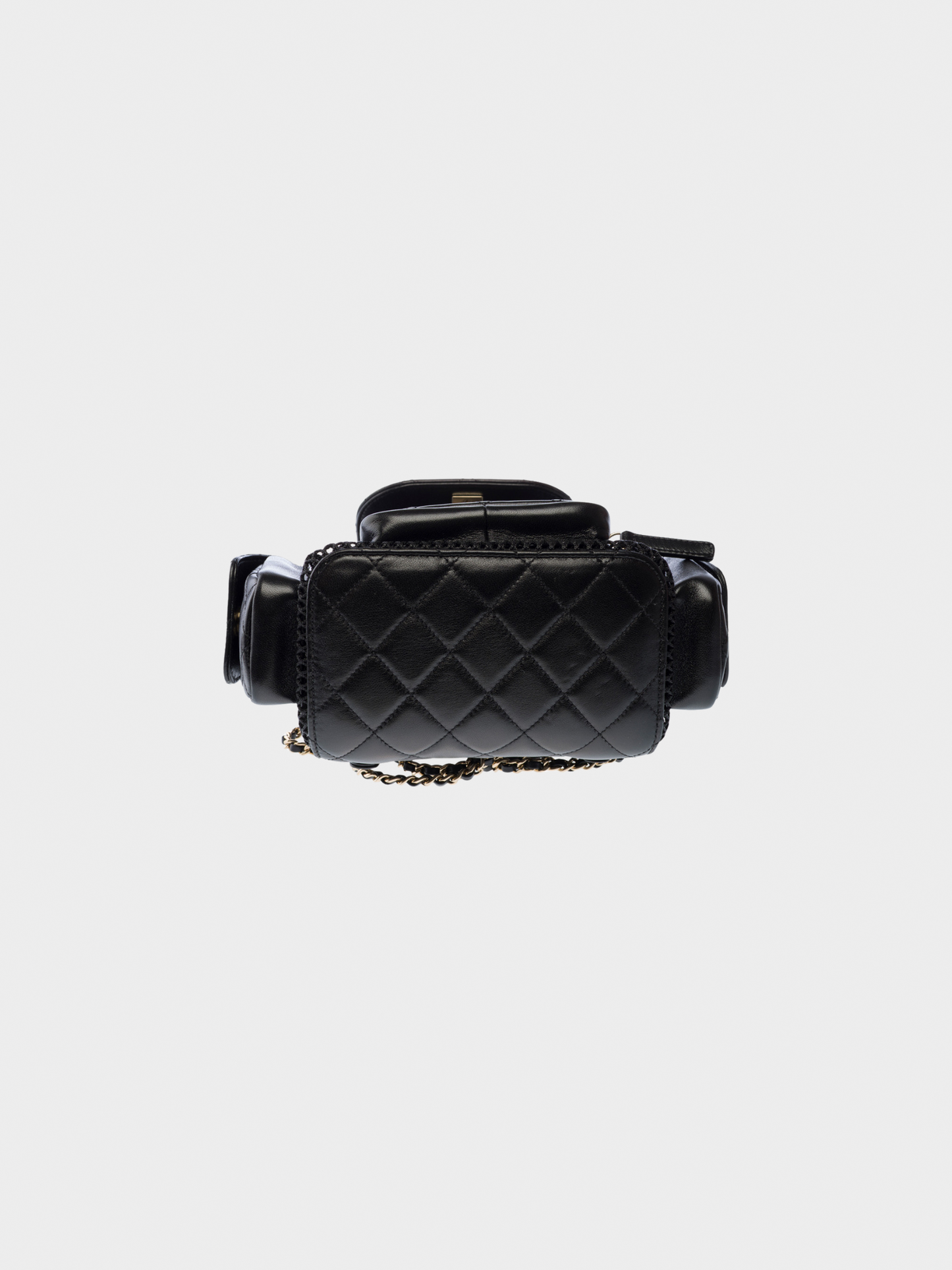 Chanel SS 2025 Black Leather Mesh Backpack