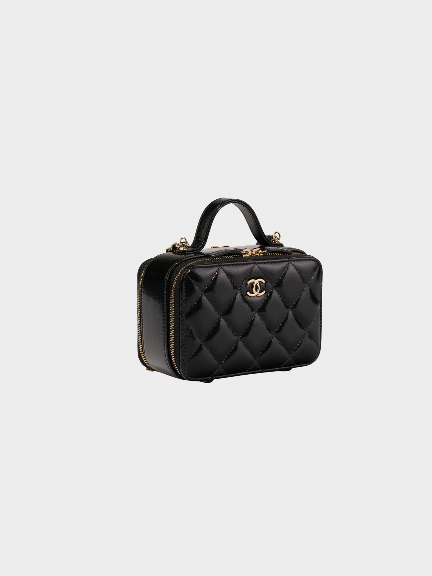 Chanel 2000s Black Patent Vanity Bag