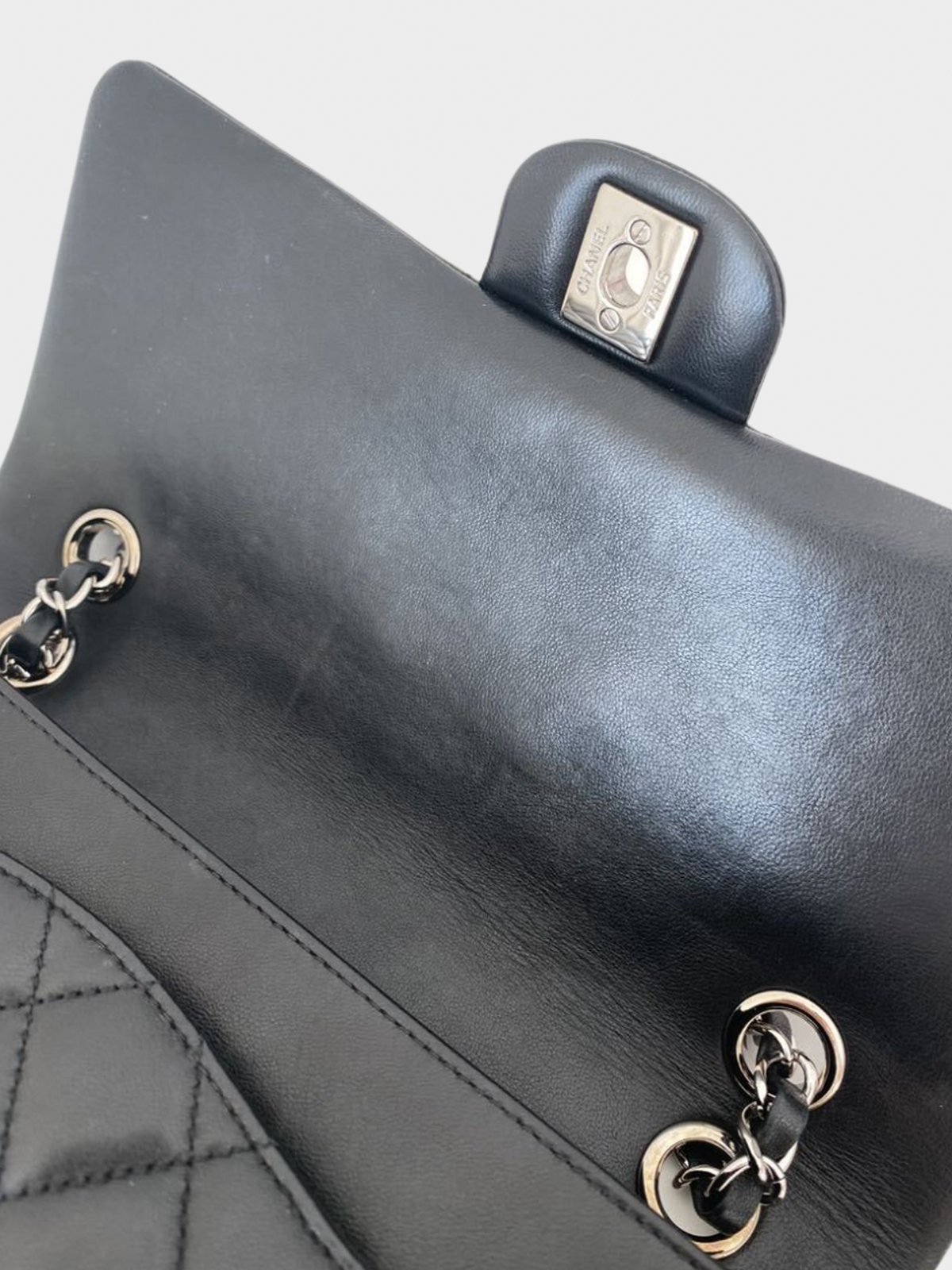 Chanel 2010s Black Quilted Lambskin Valentine Crystal Charms Medium Single Flap Bag