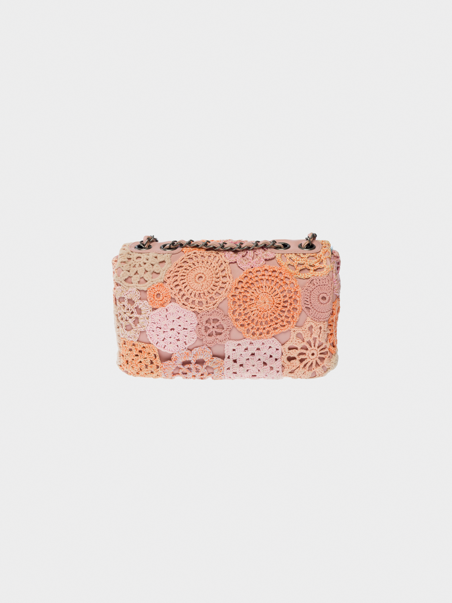 Chanel by Karl Lagerfeld 2015-2016 Pink Lambskin Crochet Medium Single Flap Bag