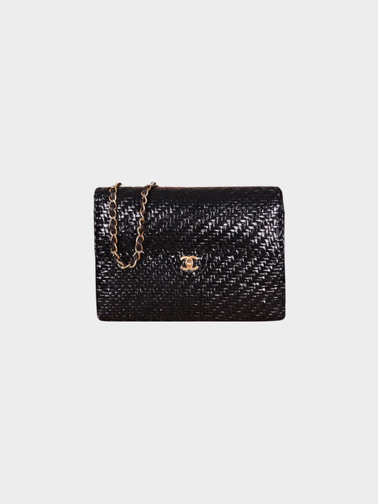 Chanel 2000-2002 Black Wicker Flap Bag