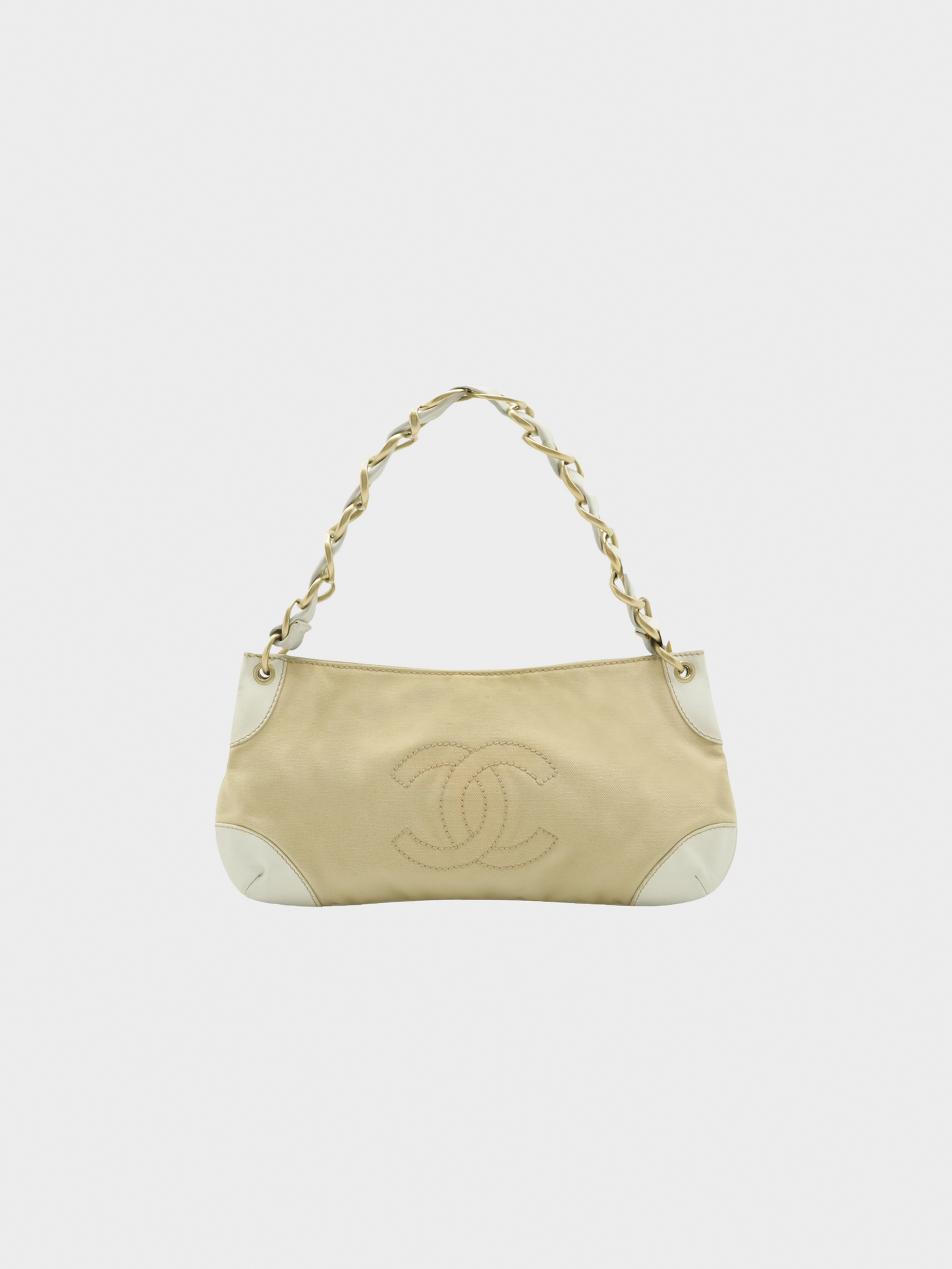 Chanel 2003-2004 Beige Canvas Olsen Pochette