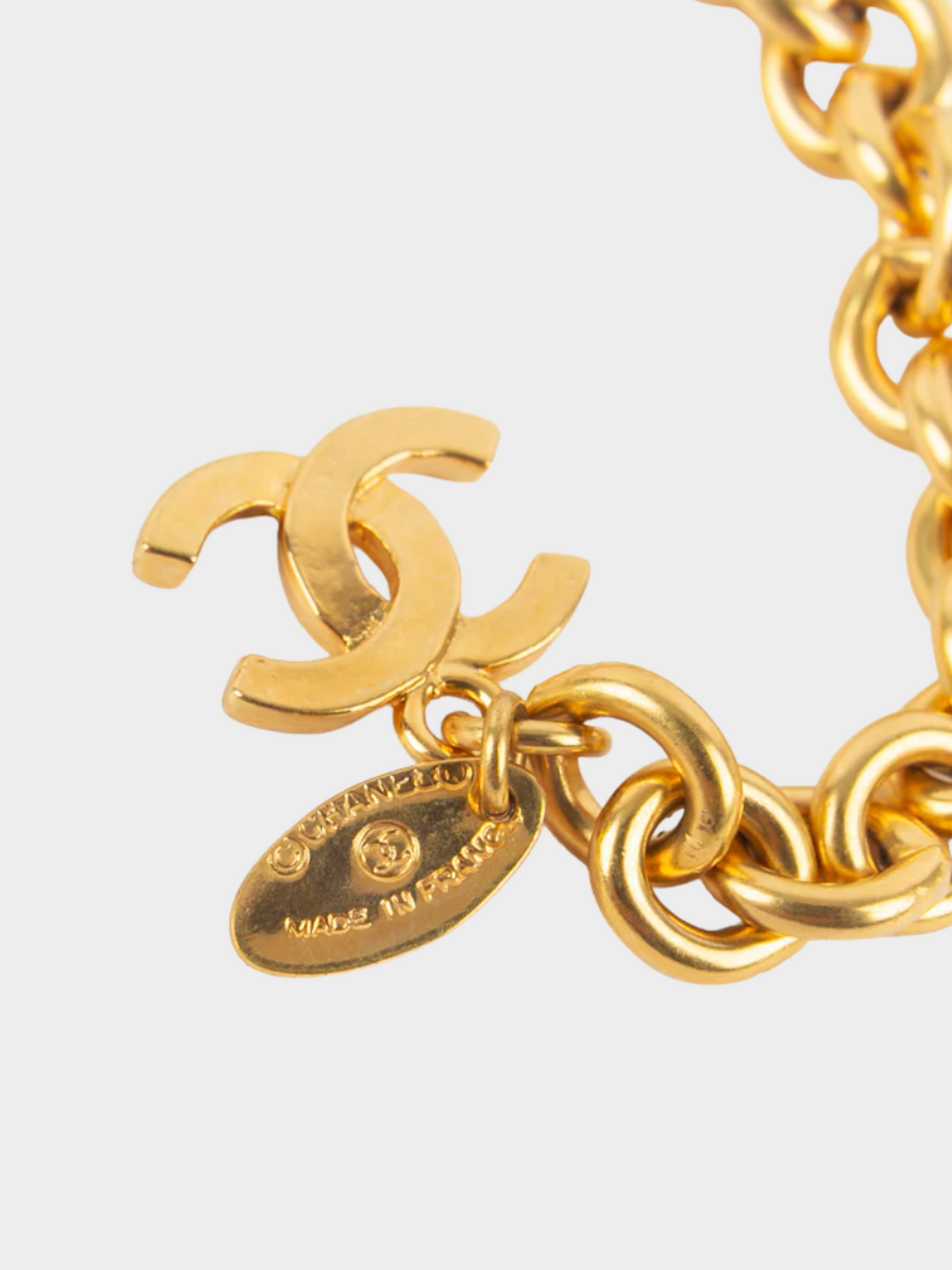 Chanel 1990s Golden Logo Ornament Metal Chain Belt