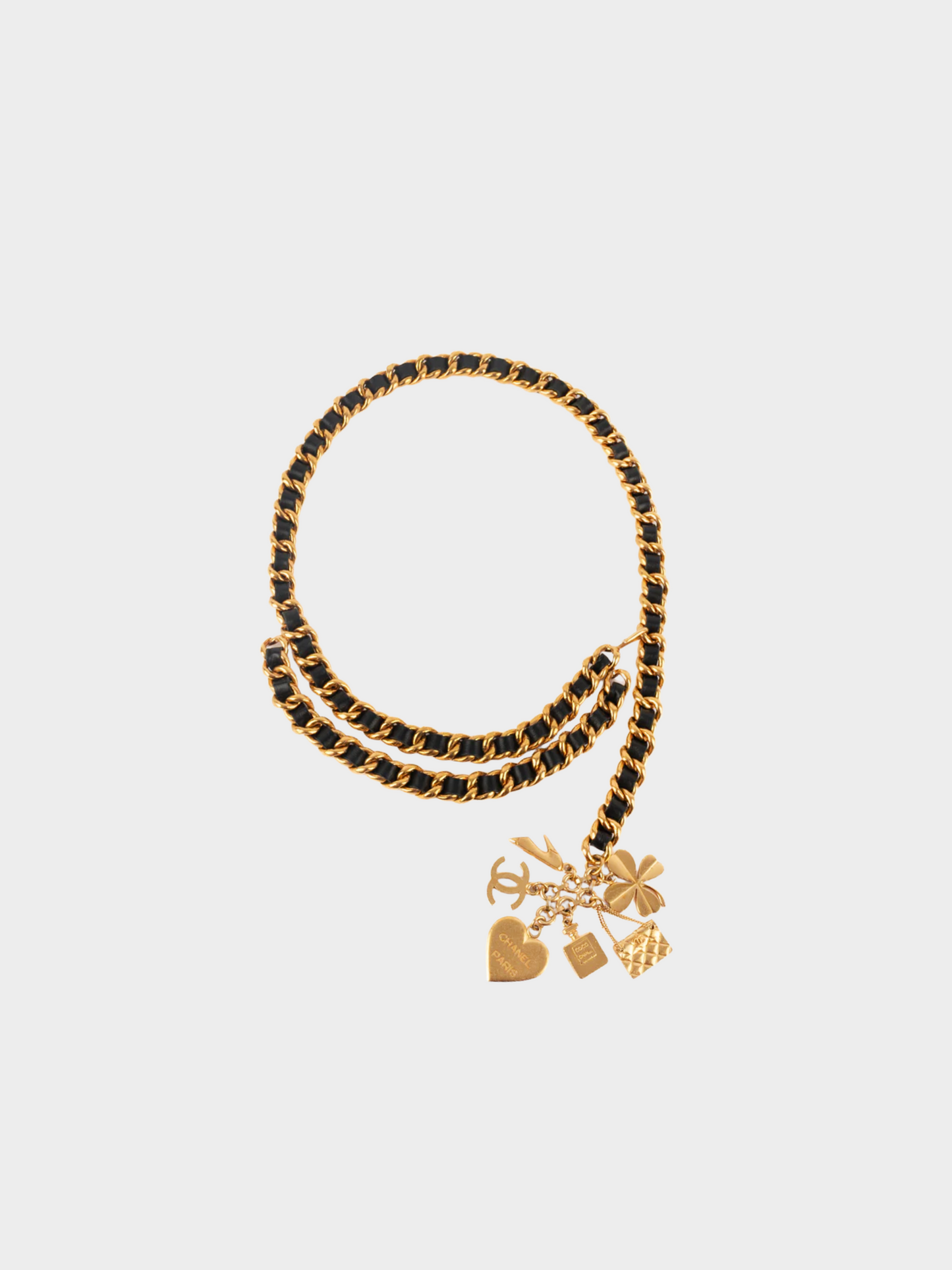 Chanel by Karl Lagerfeld SS 1994 Golden Metal Charm Leather Belt