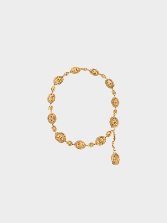 Chanel 1980s Gold Metal Medallion Belt