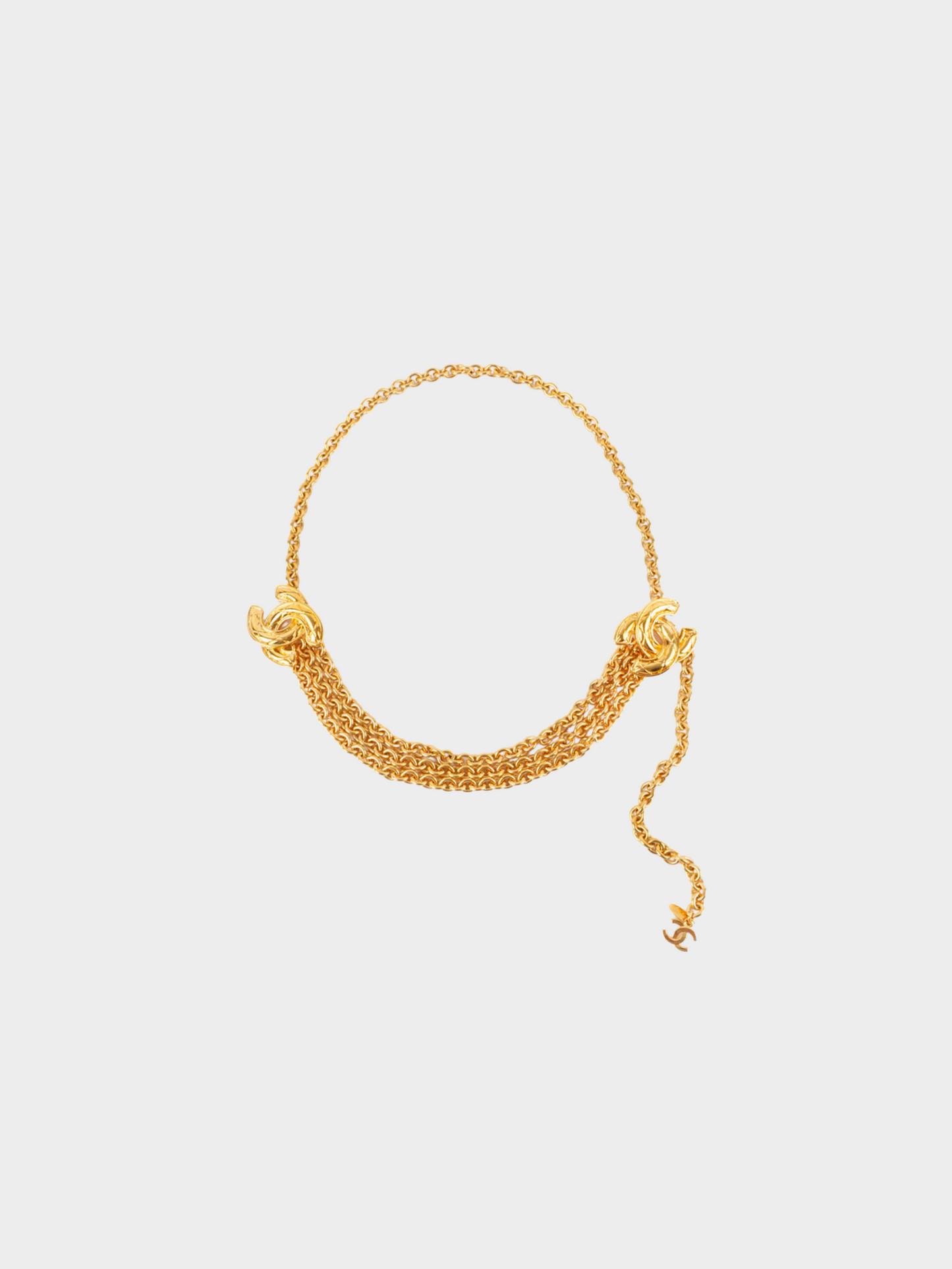 Chanel 1990s Golden Logo Ornament Metal Chain Belt