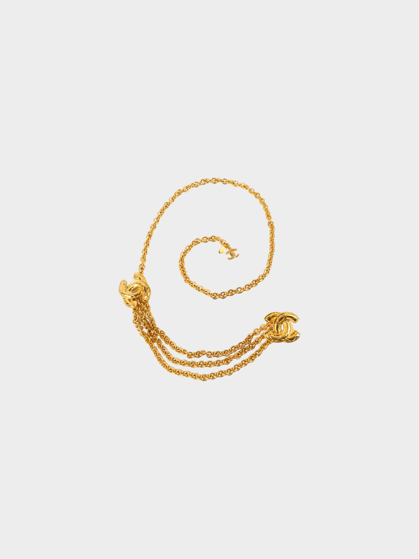 Chanel 1990s Golden Logo Ornament Metal Chain Belt