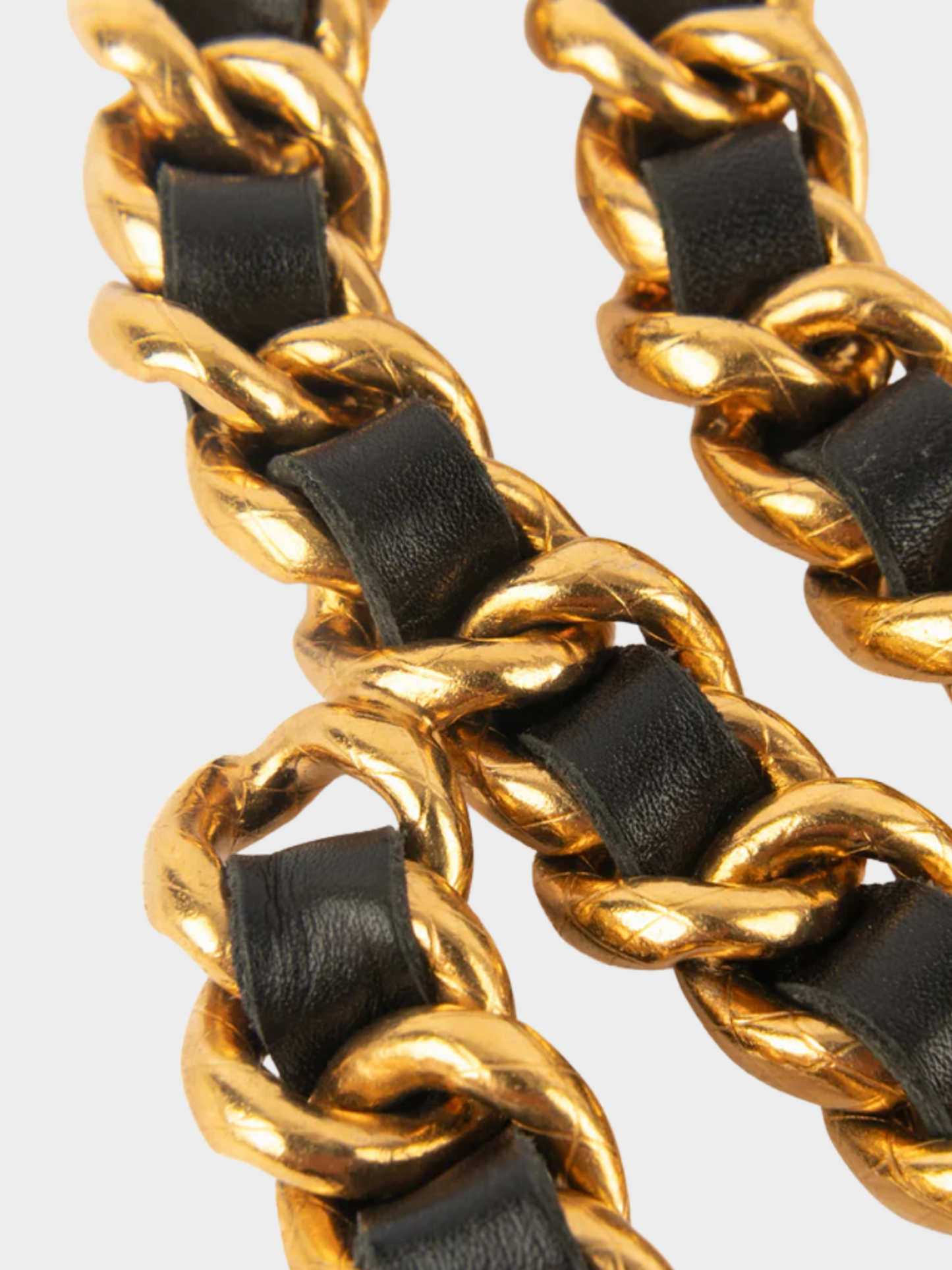 Chanel by Karl Lagerfeld SS 1994 Golden Metal Charm Leather Belt