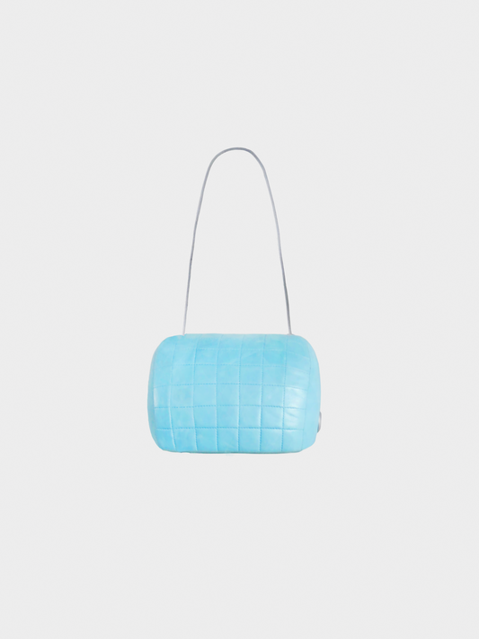 Chanel 1999 Rare Bum Aqua Blue Leather Shoulder Bag