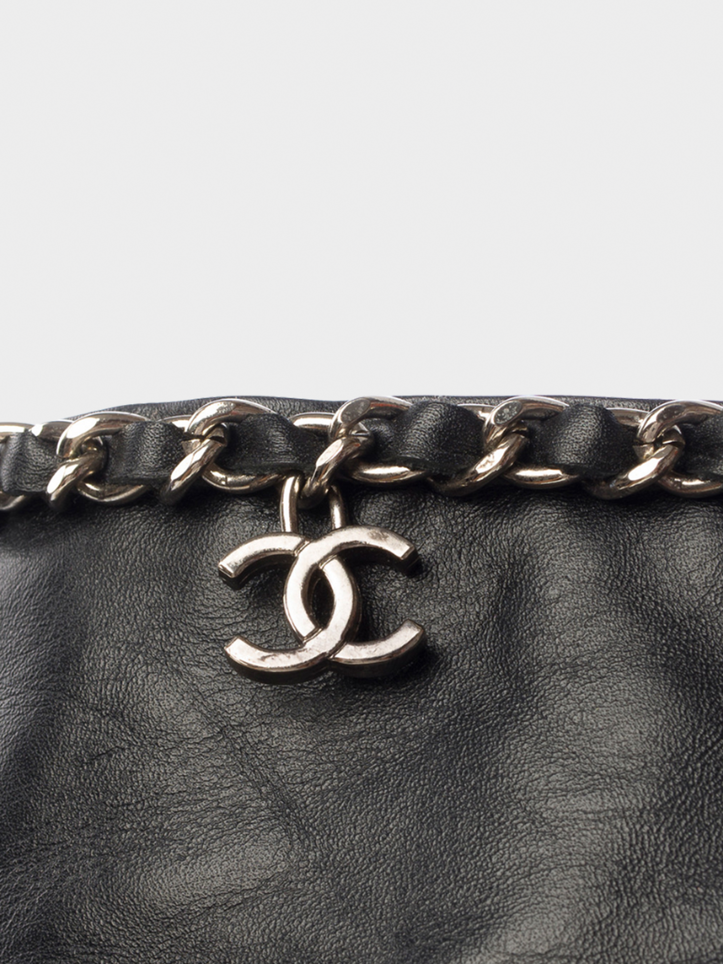 Chanel 2011 Black Silver Chain Black Leather Ankle Boots