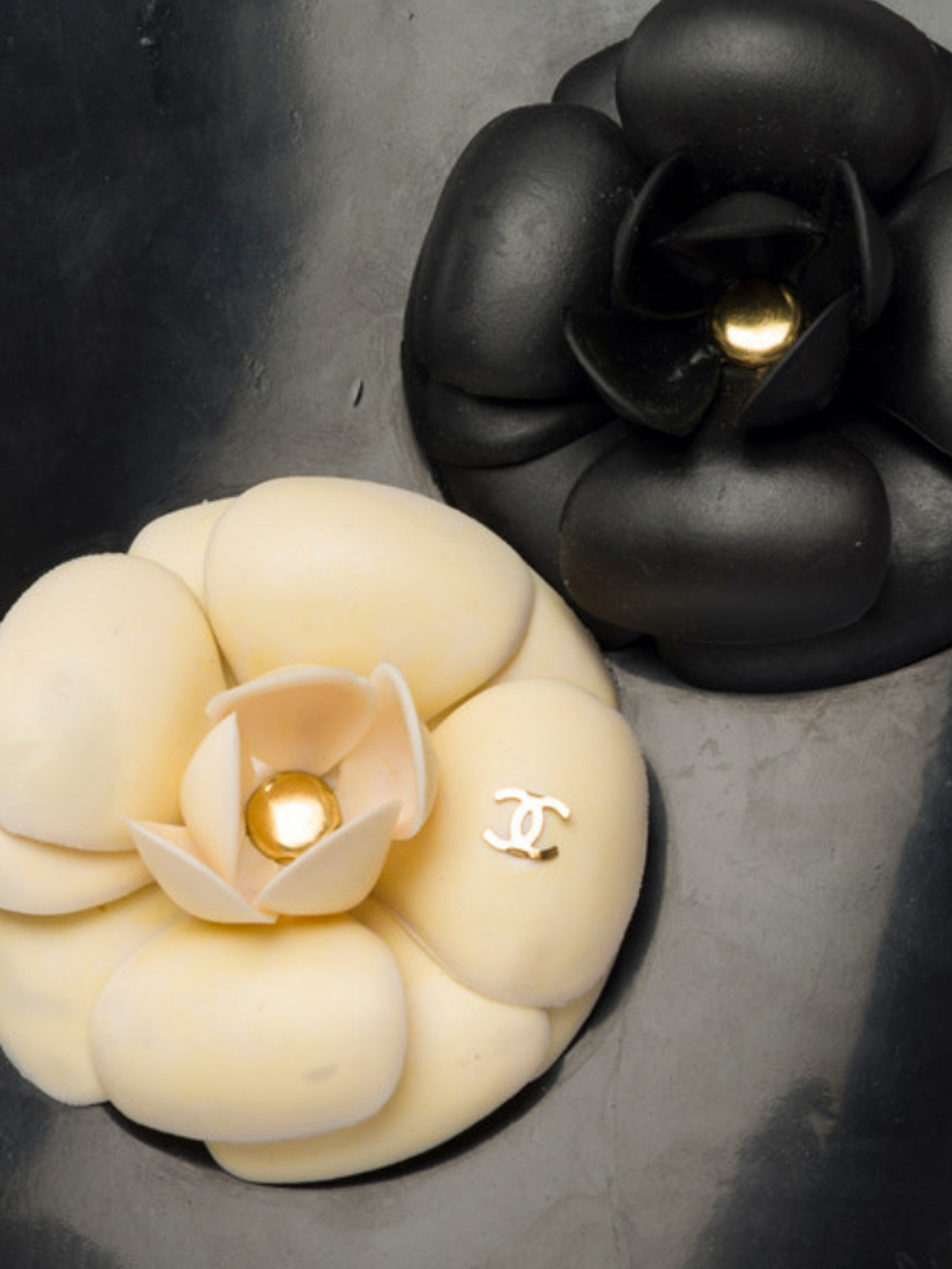 Chanel 2000s Black Rubber Camellia Embellished CC Rain Boots