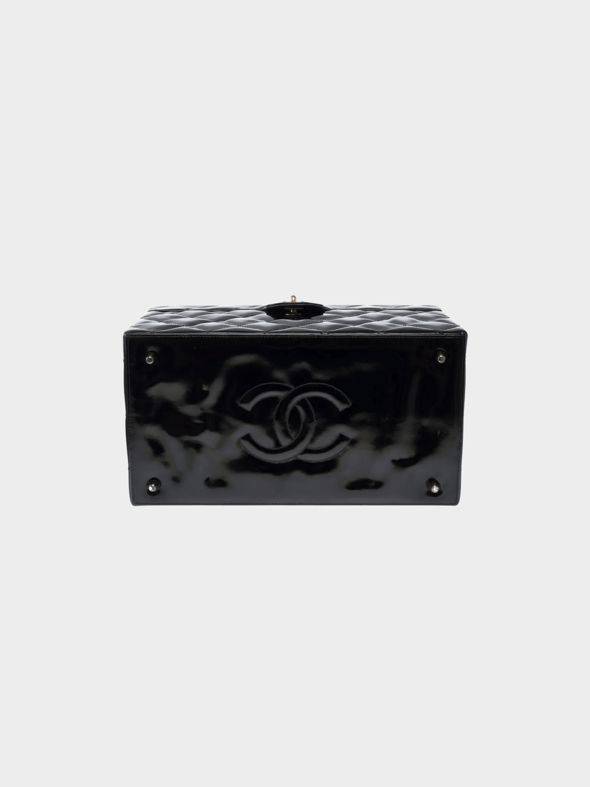 Chanel 2002 Black Patent Leather Vanity Bag