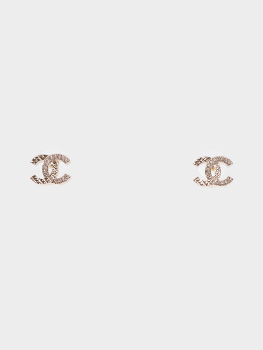 Chanel 2000s Gold Quilted CC Earrings