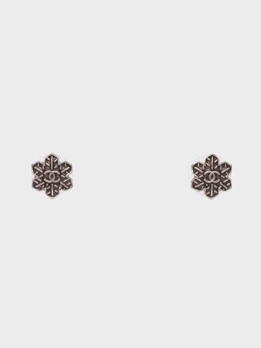 Chanel 2000s Silver Snowflake Earrings
