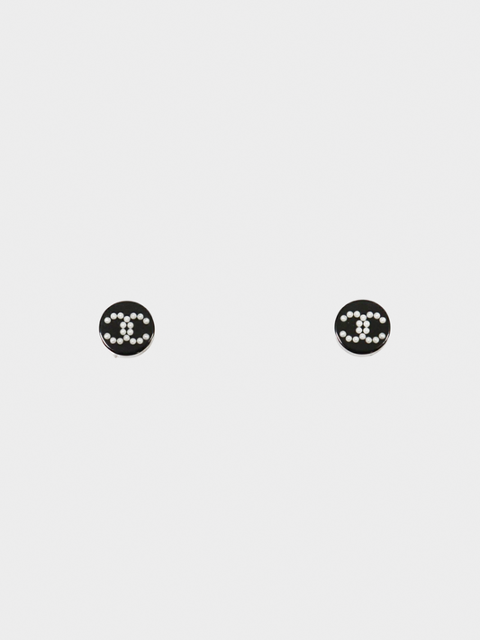 Chanel 2016 Black Coco Circle Earrings
