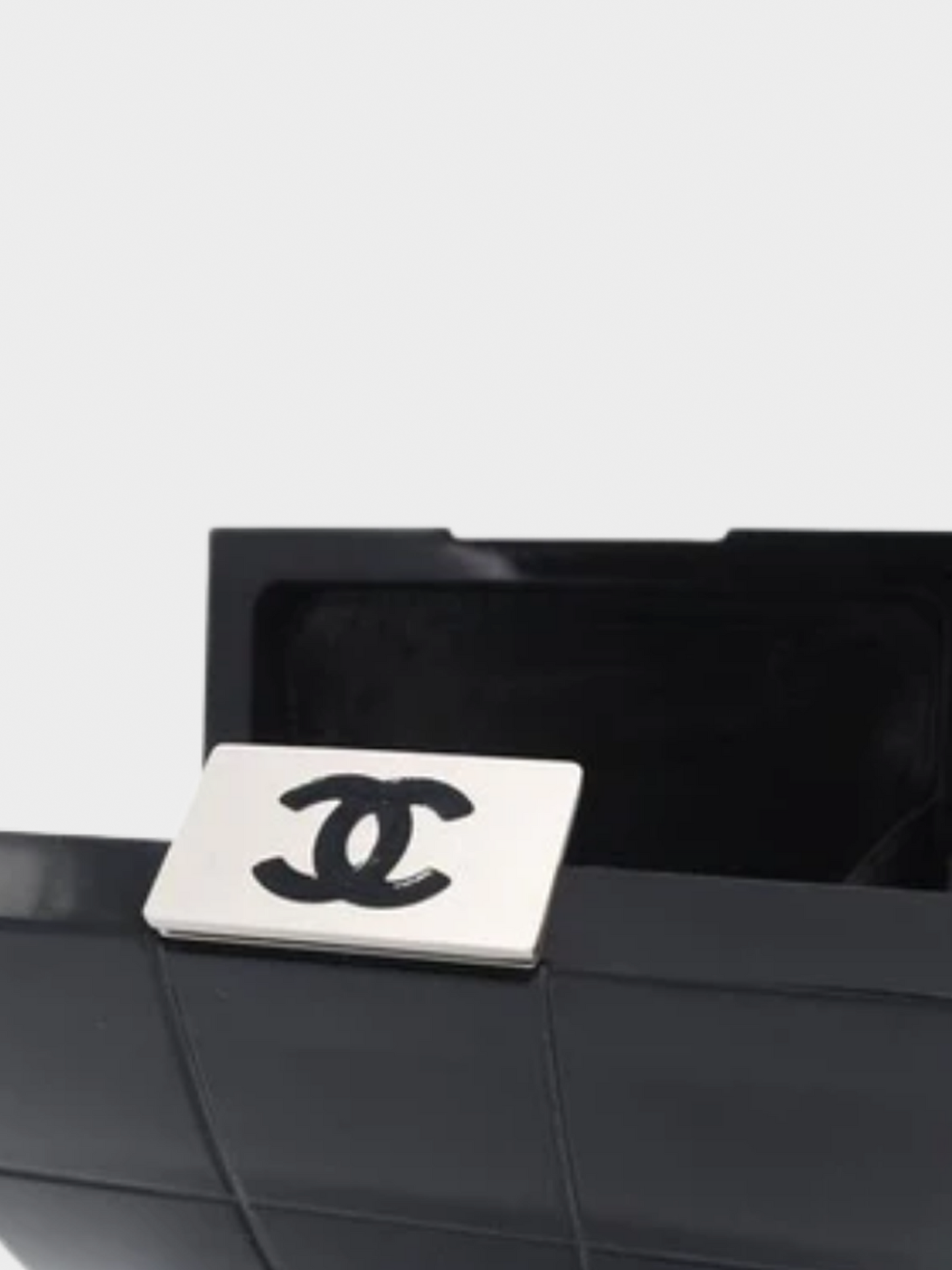 Chanel SS 2002 Black Lucite Minaudiere Clutch