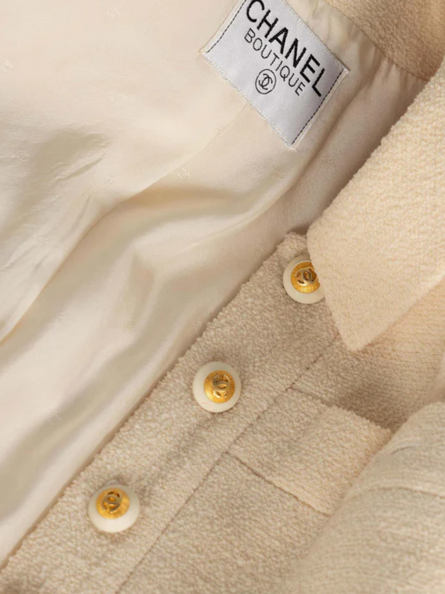 Chanel 1999 Cream Bouclé Wool Jacket