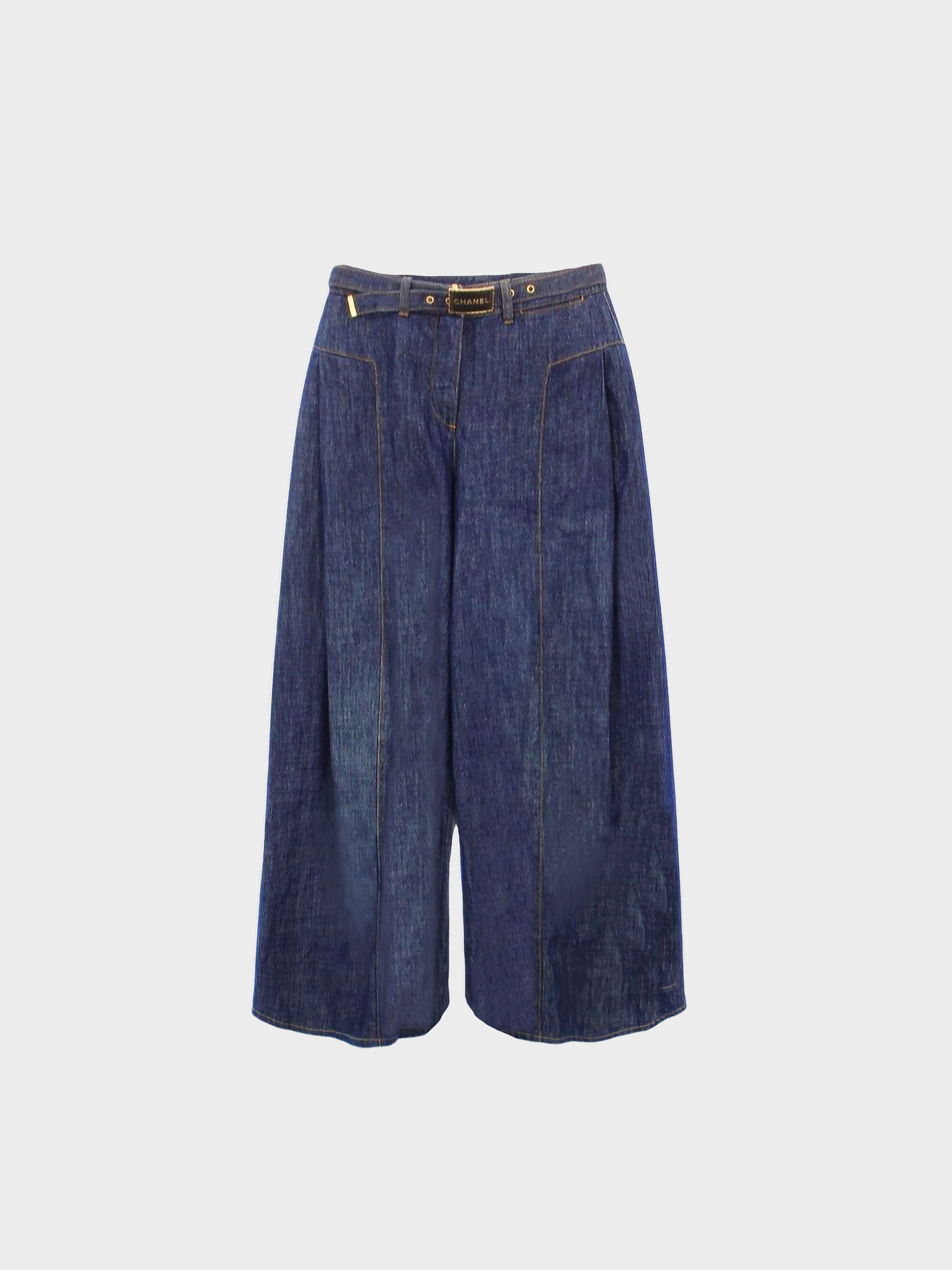 Chanel SS 2023 Blue Denim Wide Leg Jeans