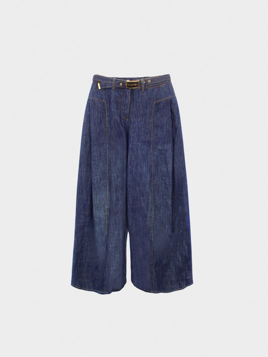 Chanel SS 2023 Blue Denim Wide Leg Jeans