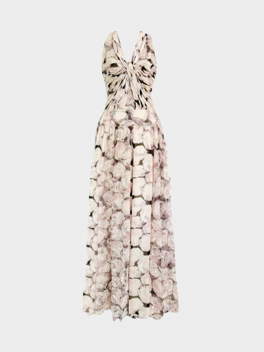 Chanel SS 2004 Runway Floral Silk Magnolia Silk Gown