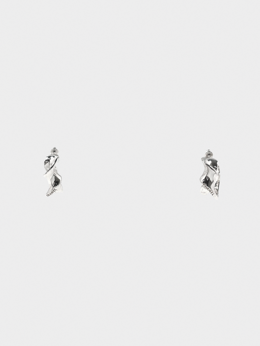 Chanel 2000s Silver Twisted Earrings