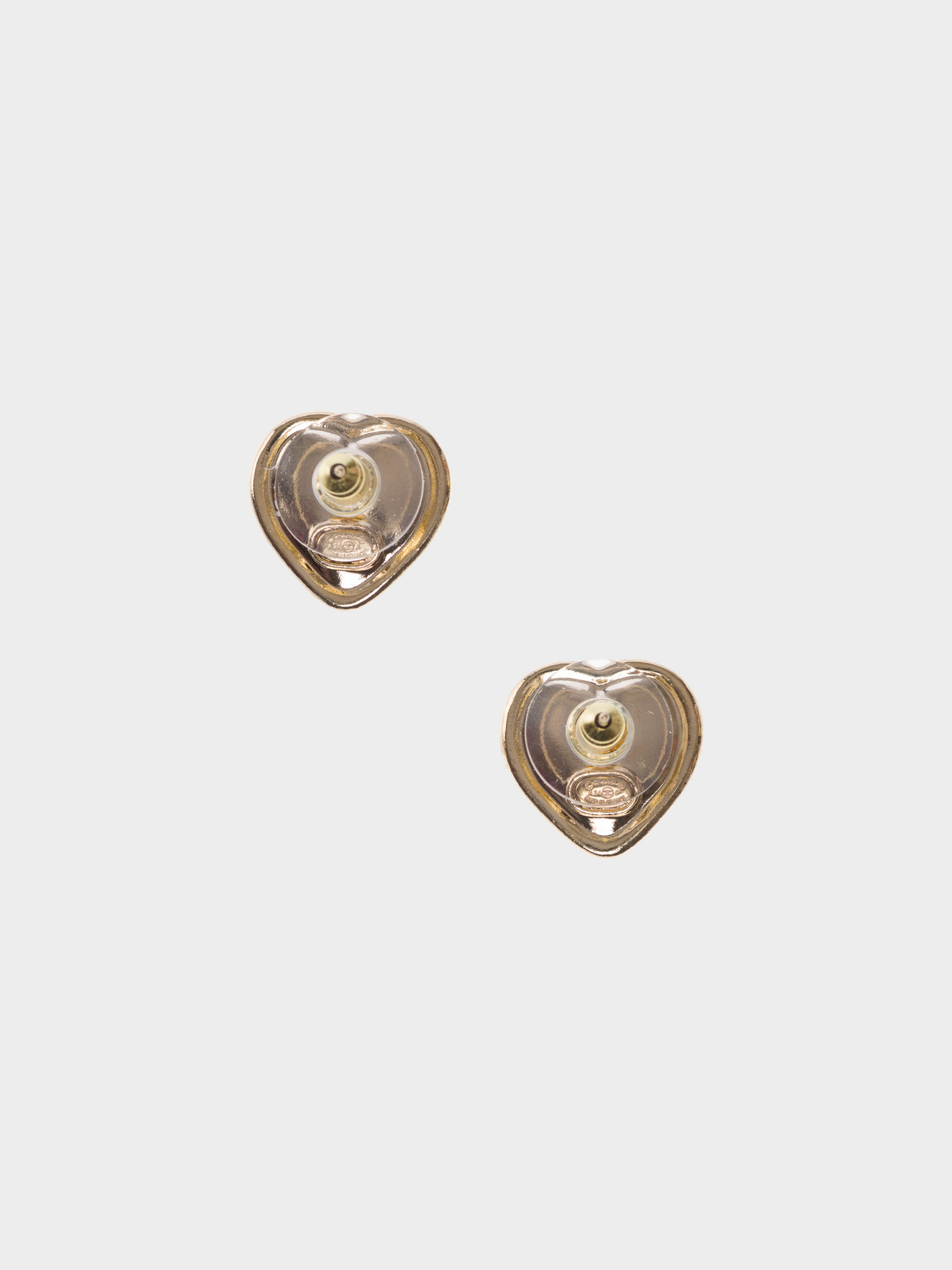 Chanel SS 2024 Gold CC Heart Rhinestone Trimmed Stud Earrings