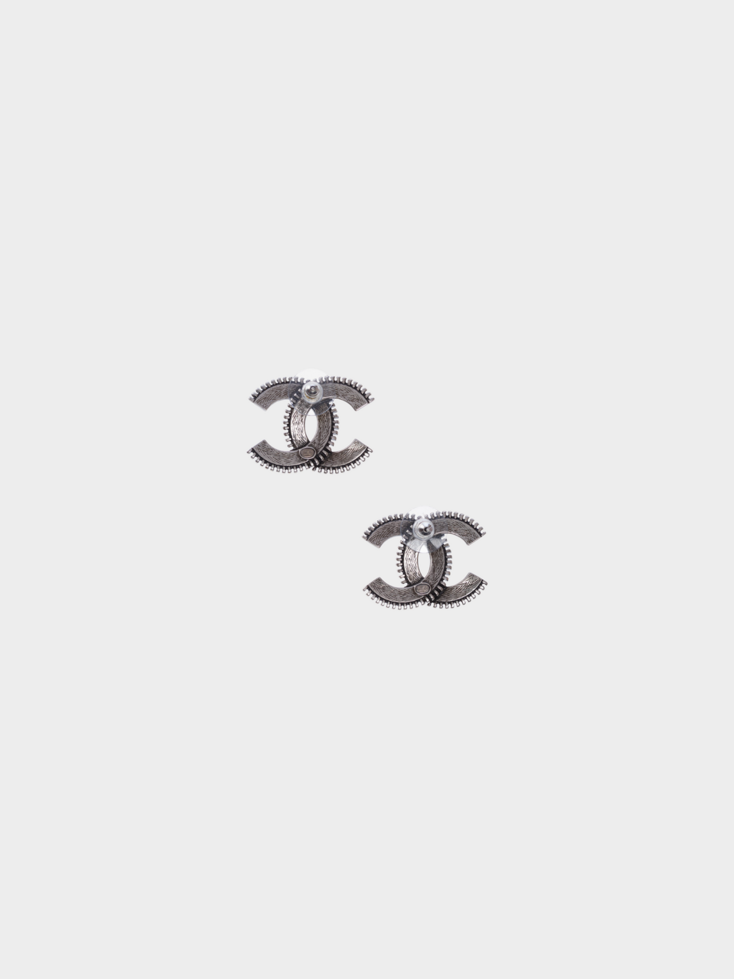 Chanel 2024 Silver Metal and Enamel Maxi CC Earrings