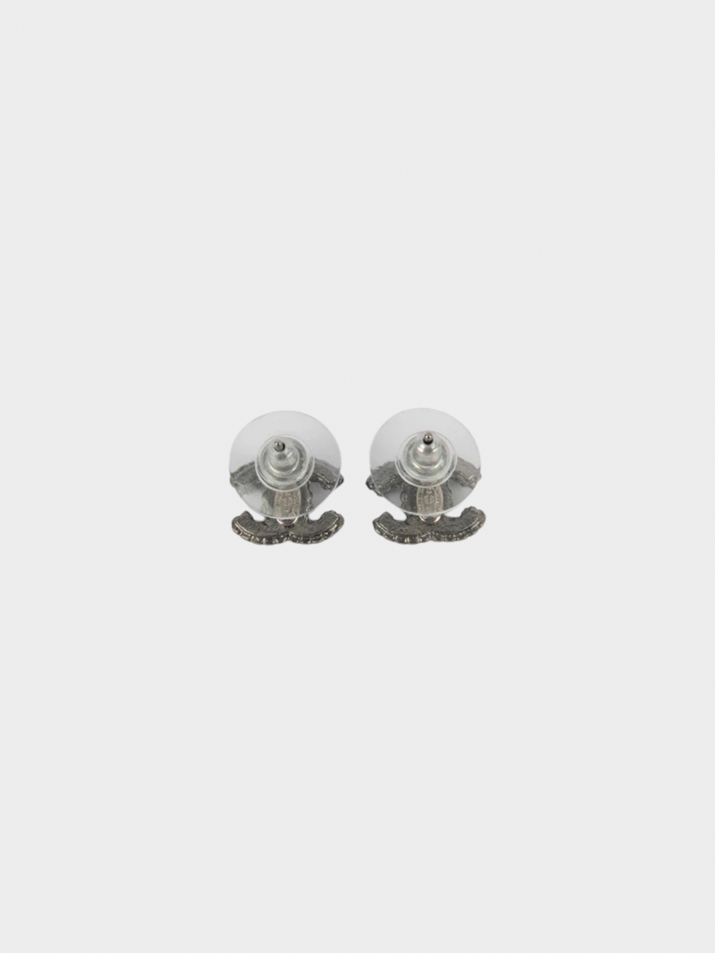 Chanel 2013 Silver CC Rhinestone Earrings