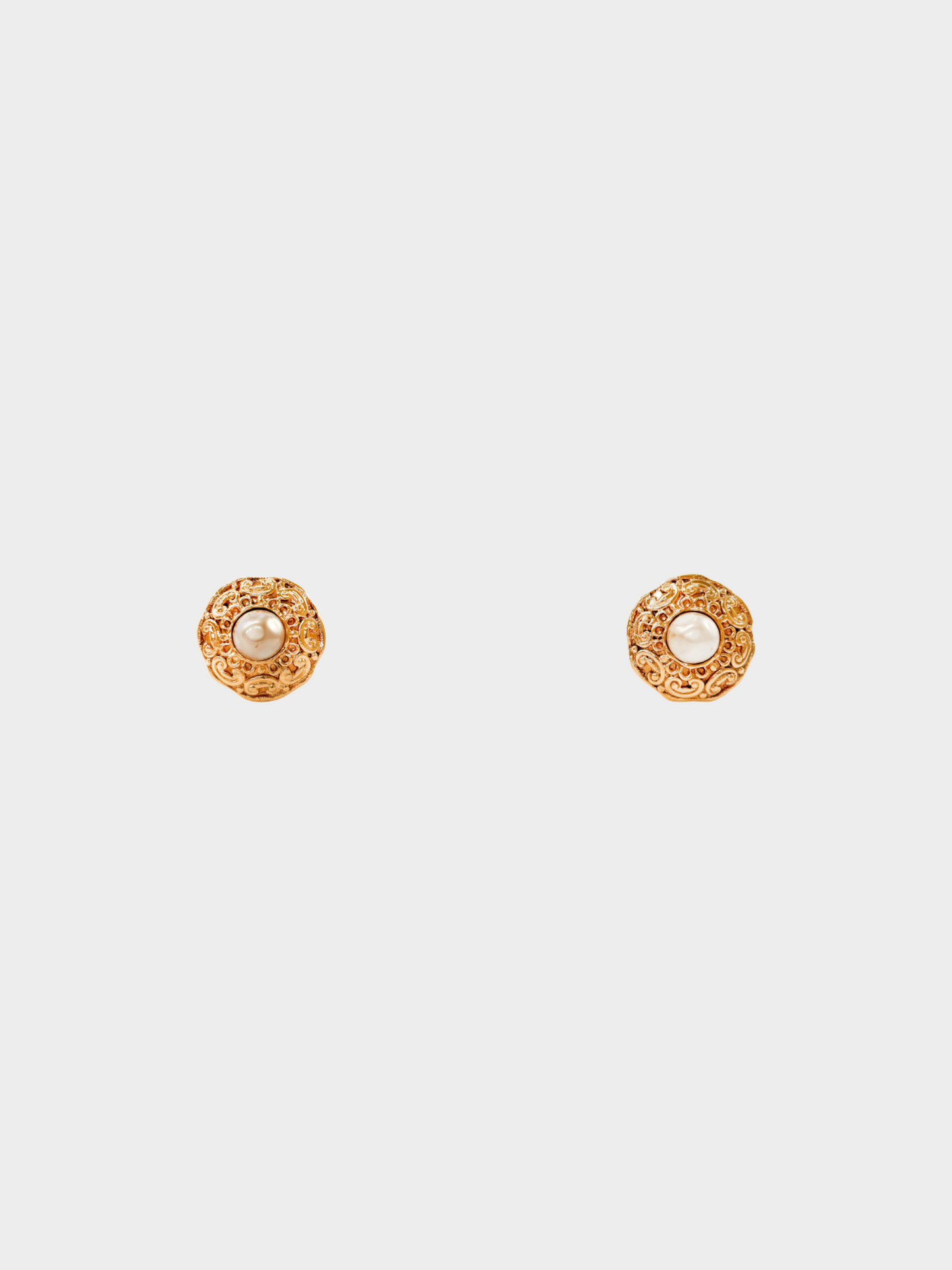Chanel 1980s Gold Plated Fake Pearl Clip-on Earrings