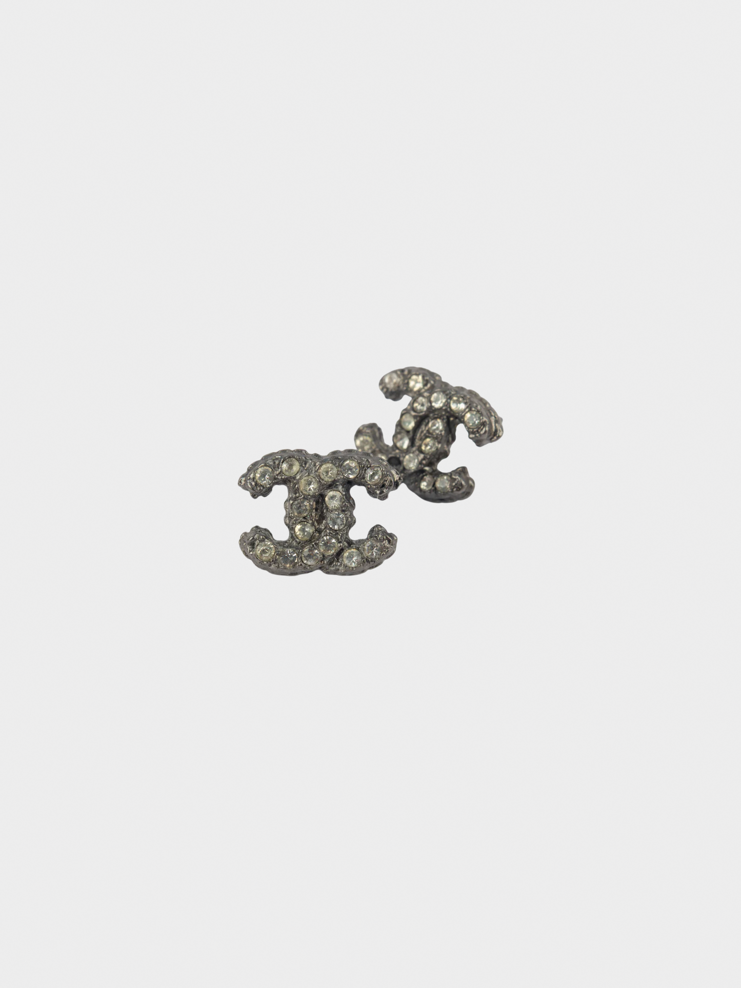 Chanel 2013 Silver CC Rhinestone Earrings