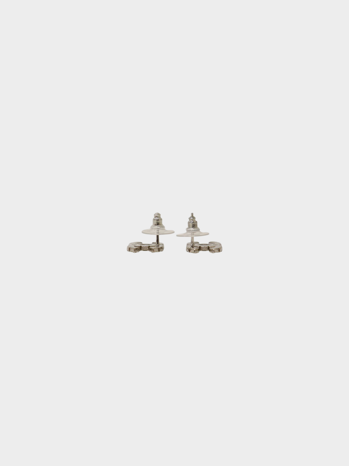Chanel 2010s Coco CC Logo Rhinestone Earrings