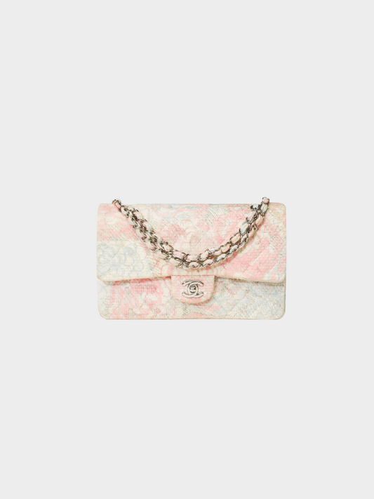 Chanel 2008-2010 Pastel Camellia Double Flap Shoulder Bag