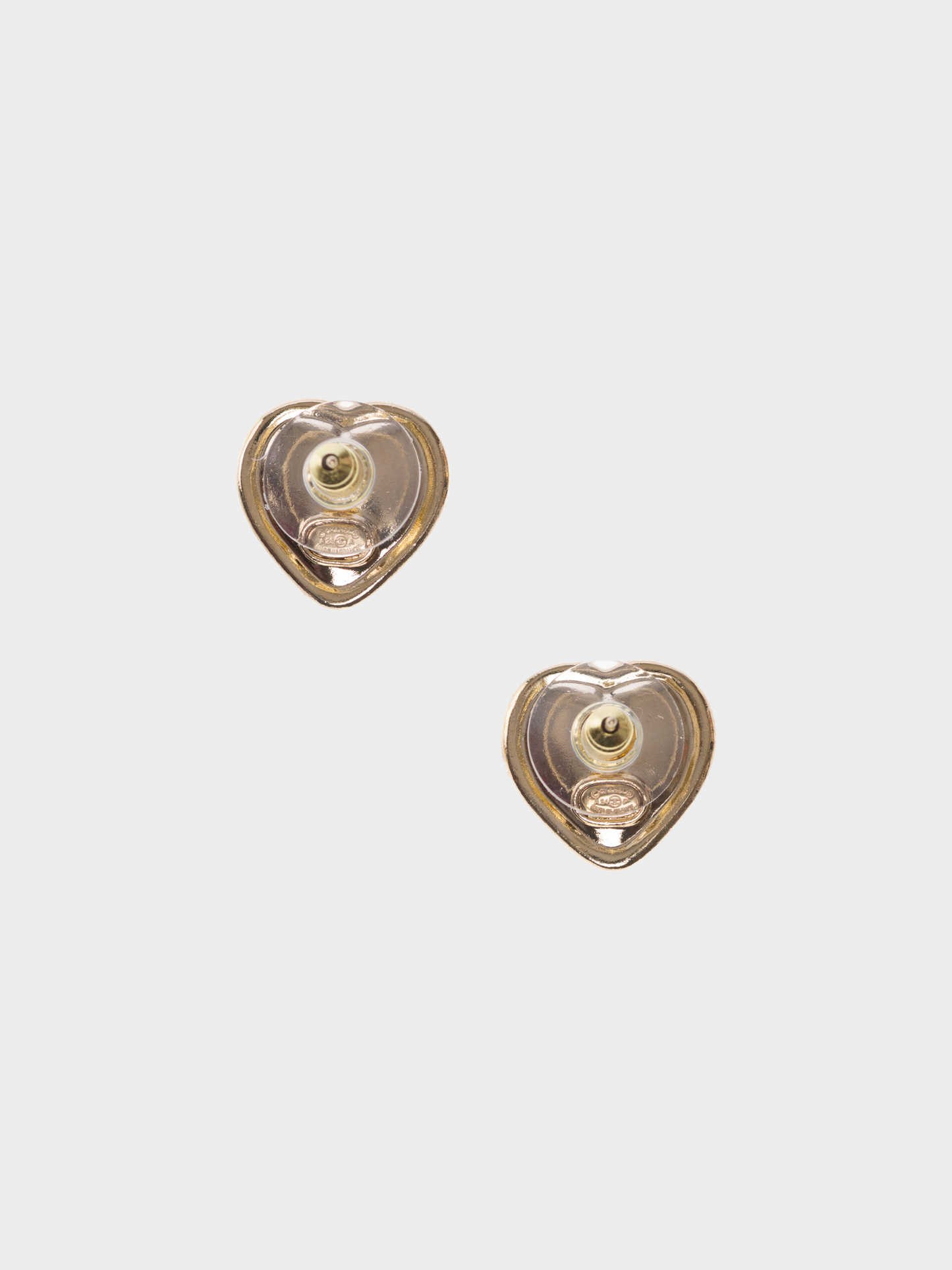 Chanel Spring 2021 Gold Embellished CC Heart Earrings