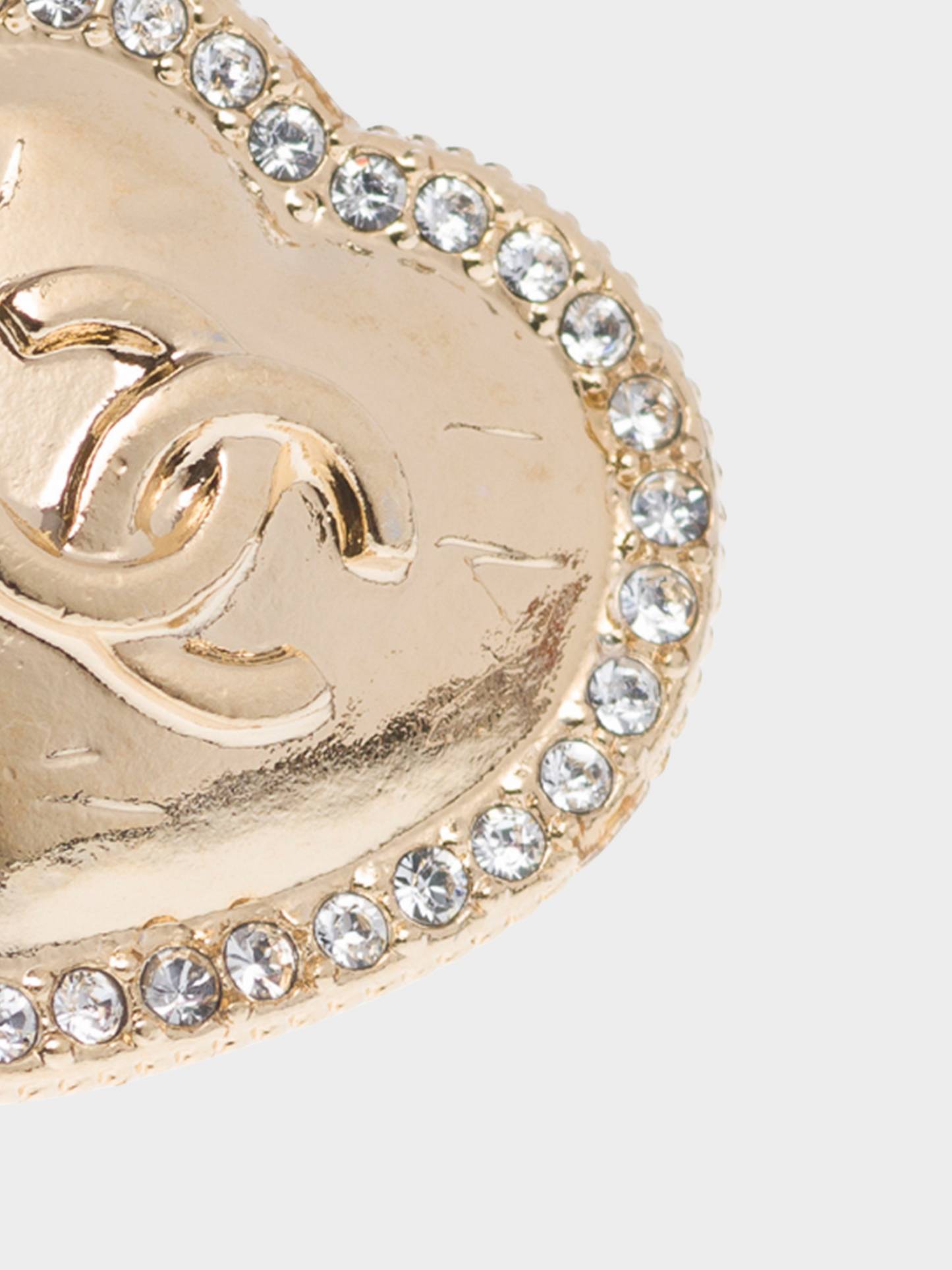 Chanel Spring 2021 Gold Embellished CC Heart Earrings
