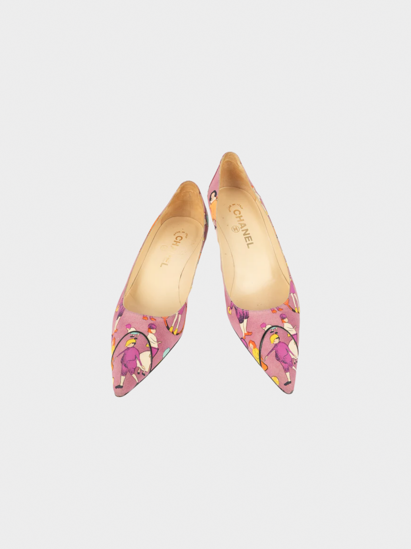 Chanel 2000s Pink Printed Canvas Pumps